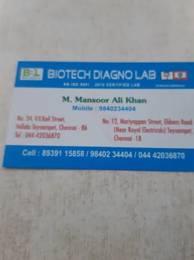 Image of: Biotech Diagnostic Lab In Teynampet