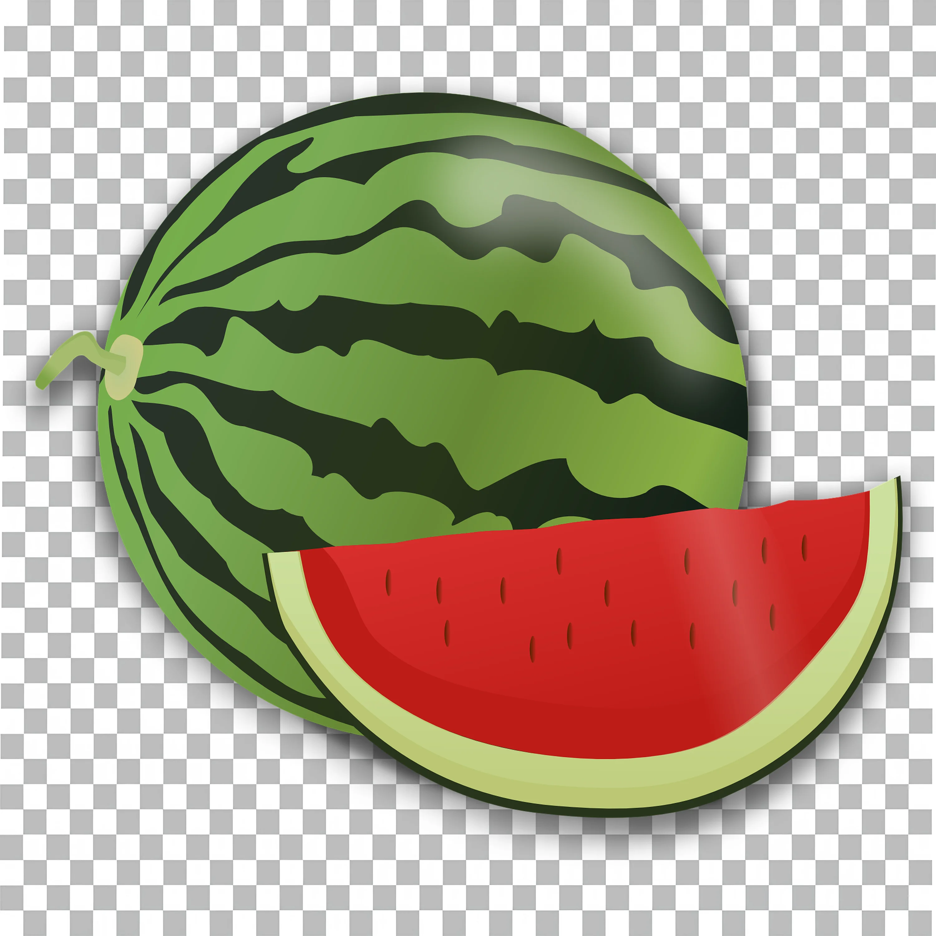 Realistic Whole and Sliced Watermelon Png on Transparent Background