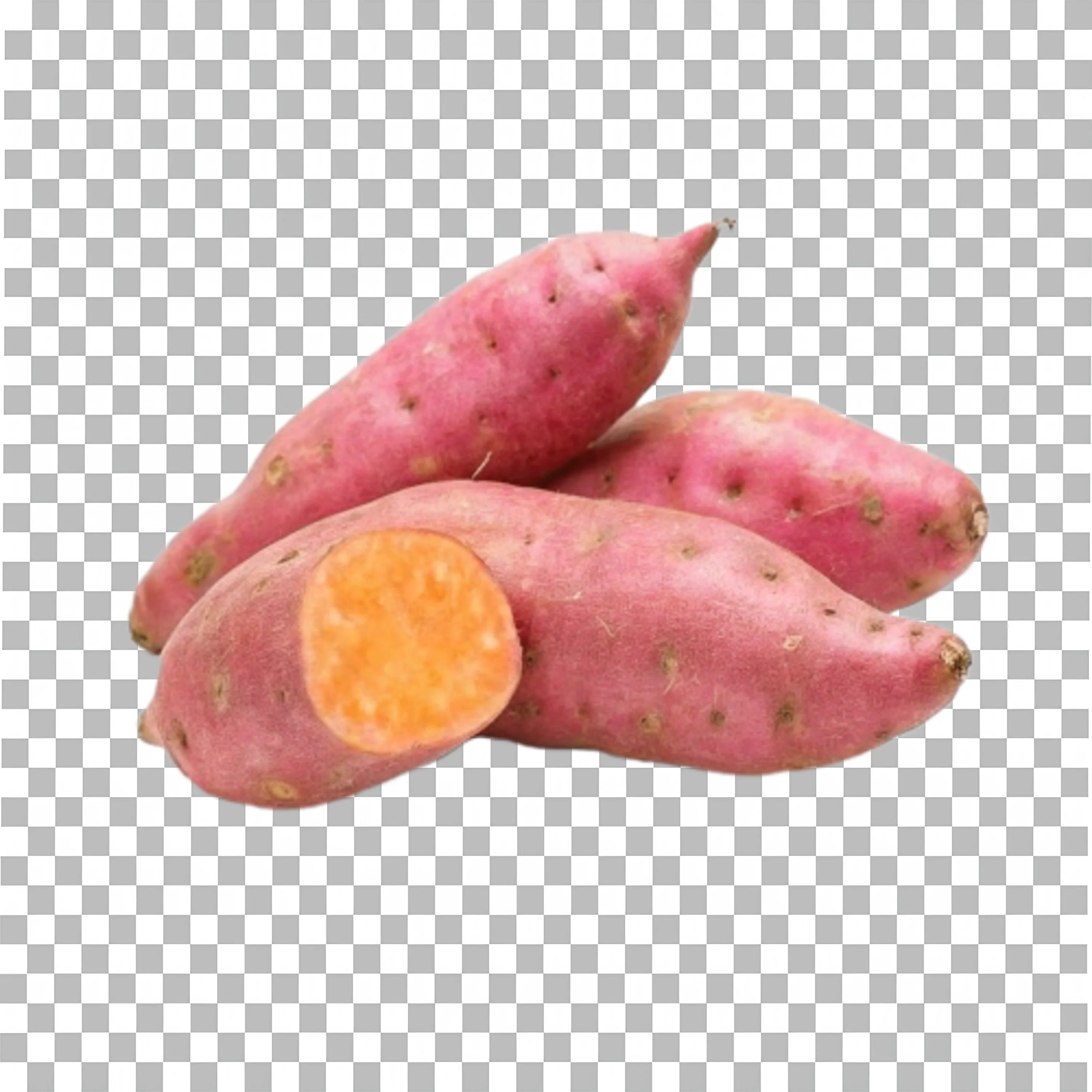 Realistic Whole and Sliced Sweet Potato PNG