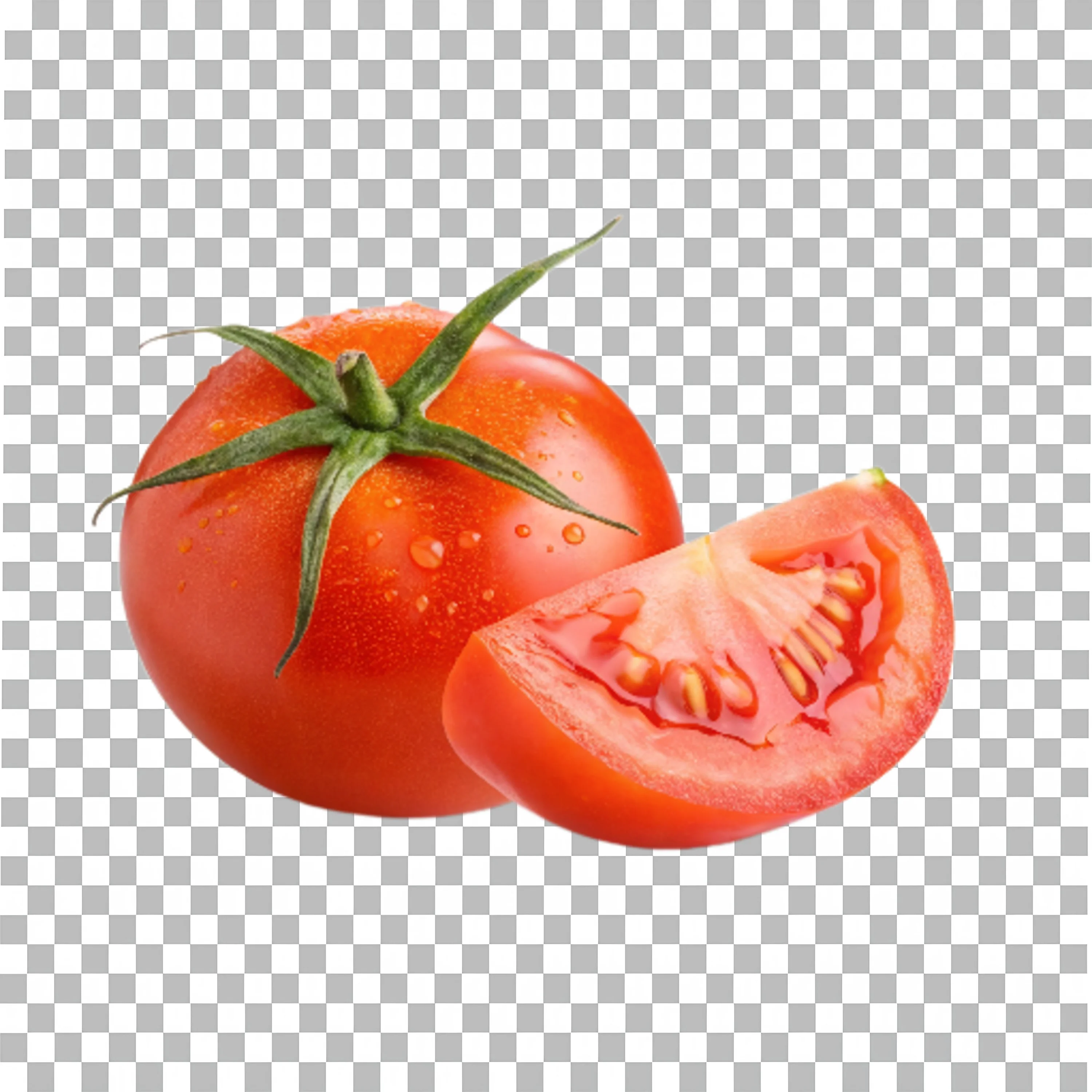 Realistic Whole and Sliced Tomato PNG