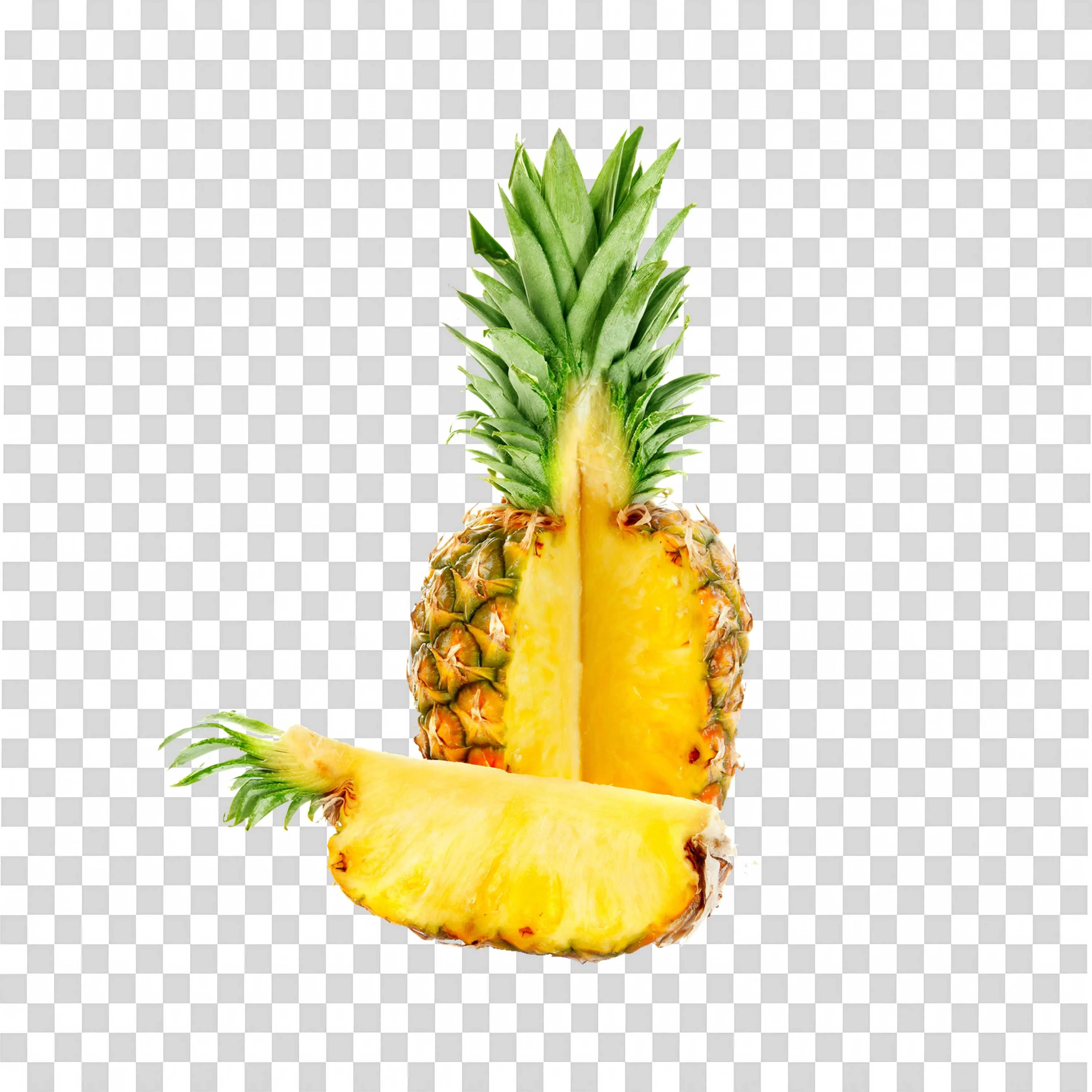Sliced Pineapple on Beach PNG