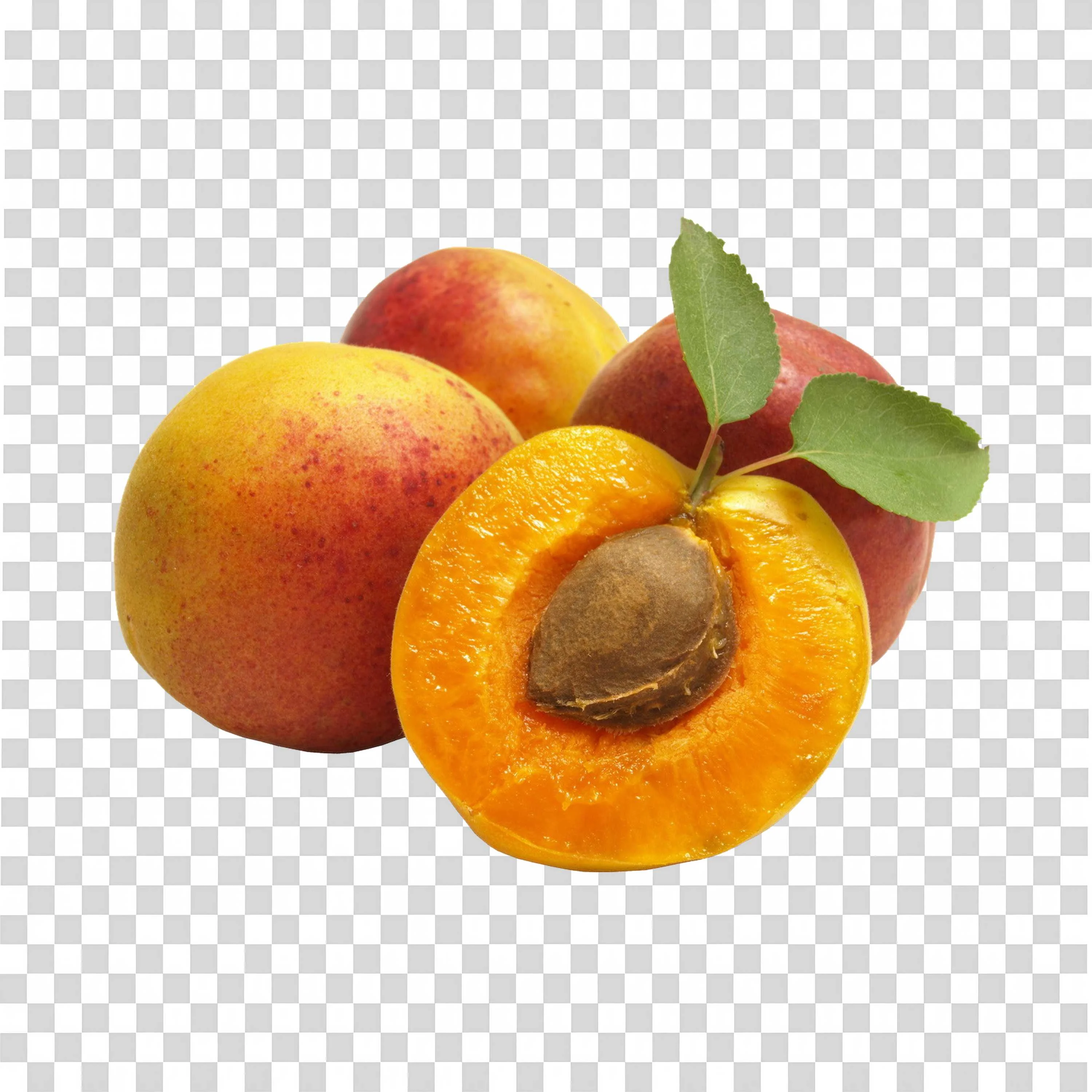 Sliced Apricots Fruit Png on Transparent Background