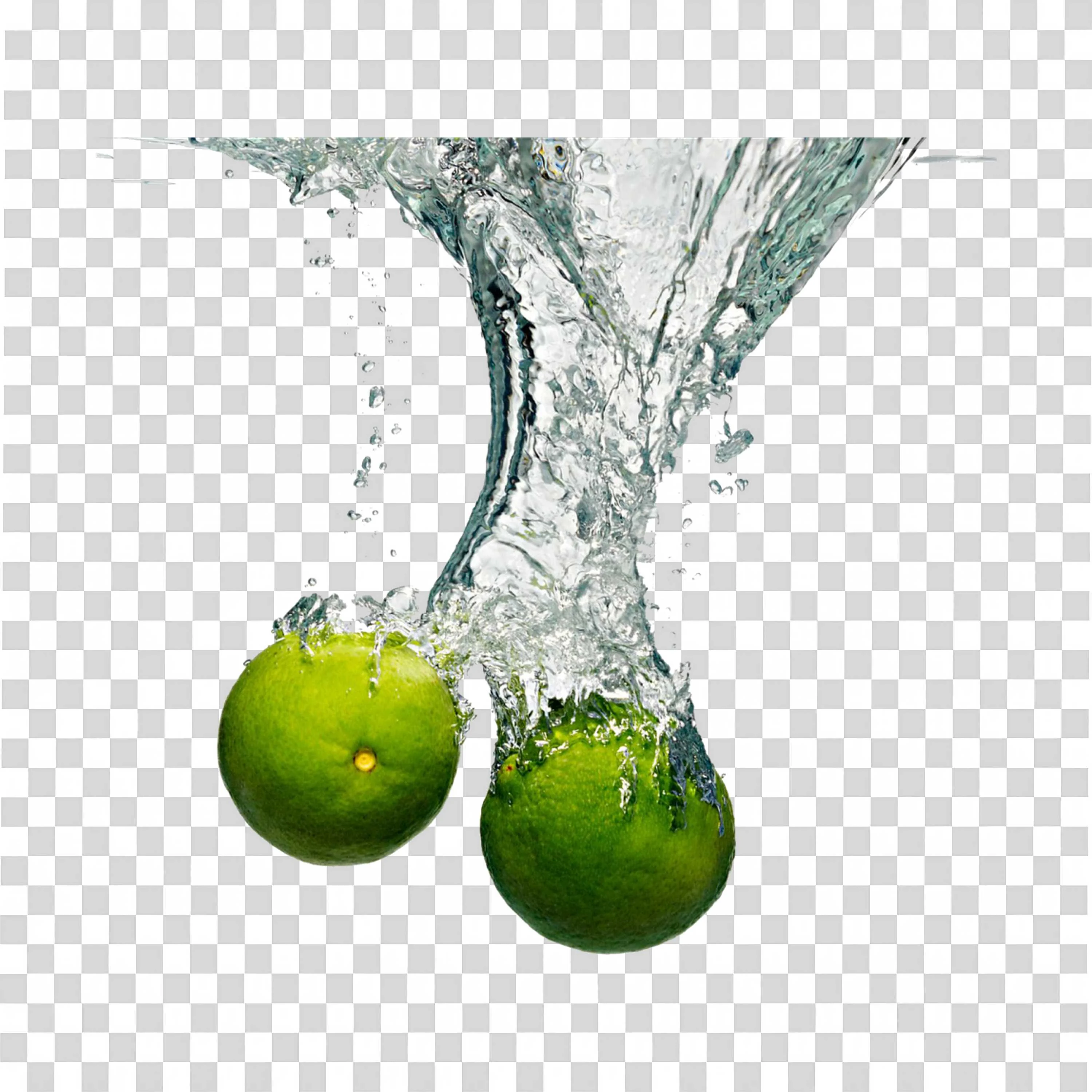 Limes Water Splash Png on Transparent Background