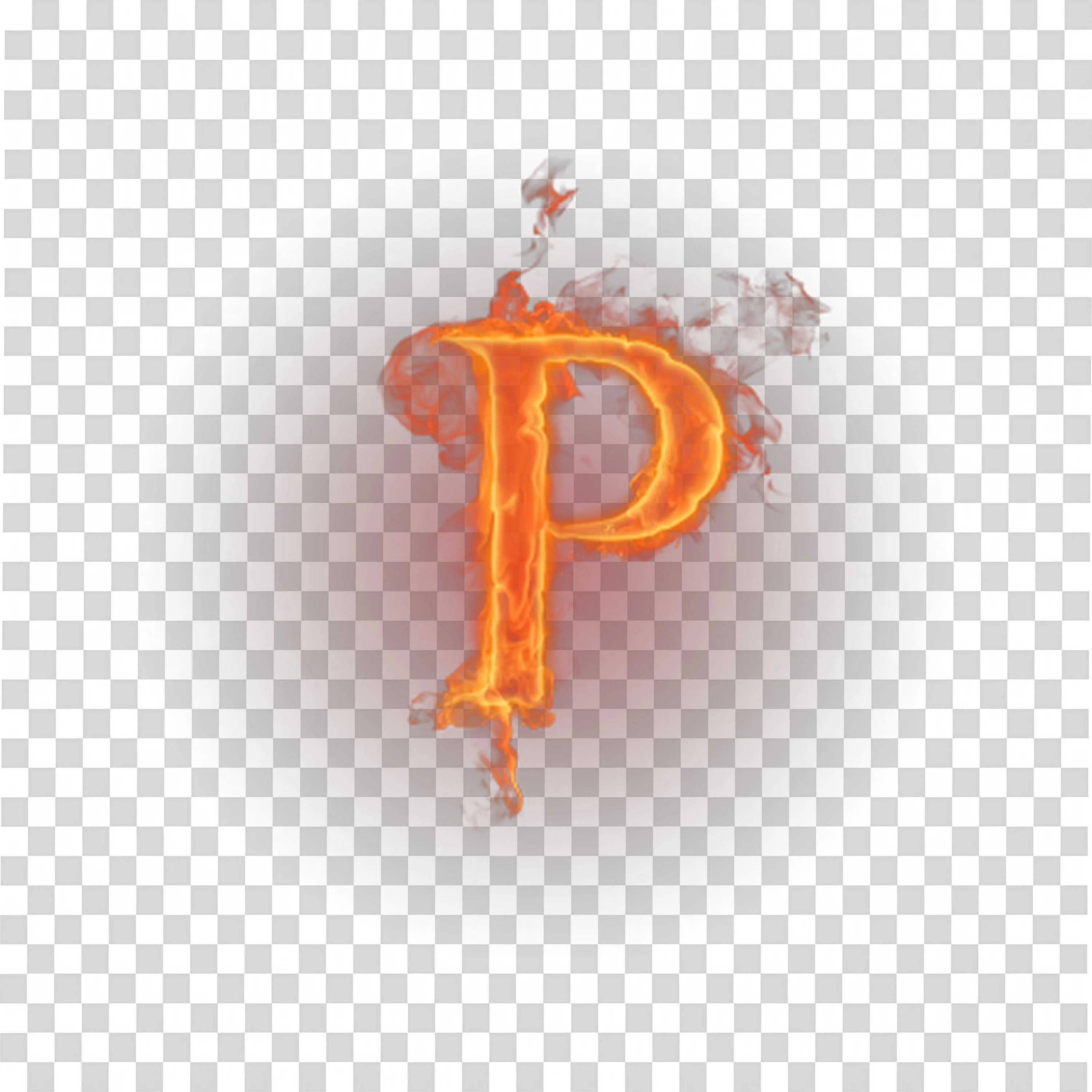 Fiery Letter P Png on Transparent Background