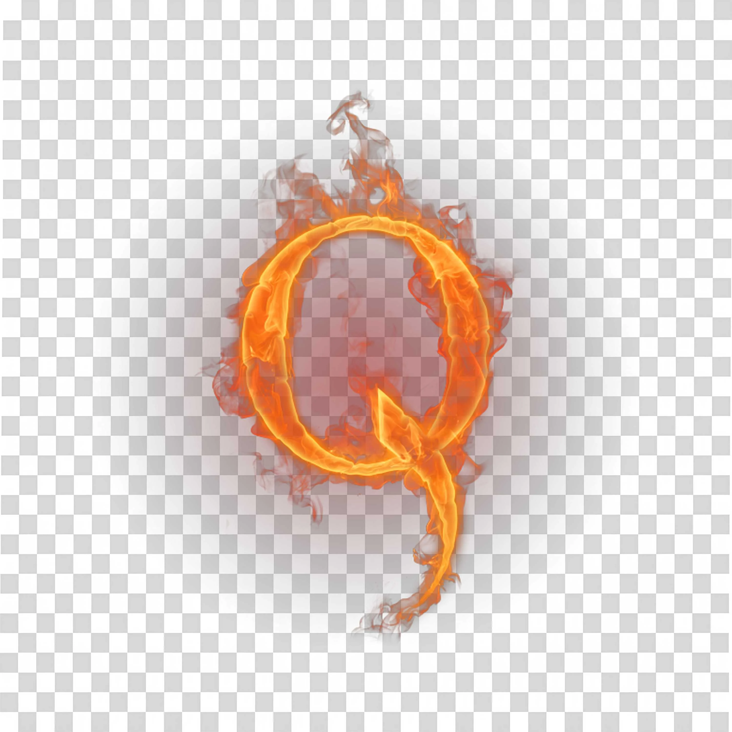 Fiery Letter Q Png on Transparent Background