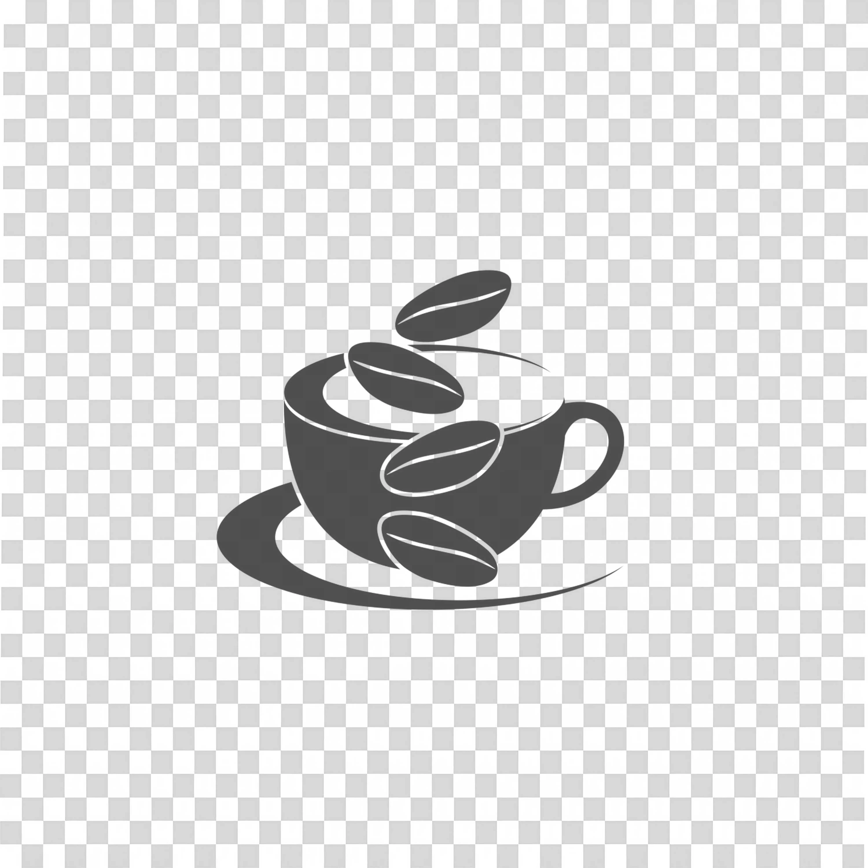 Coffee Cup with Beans Silhouette PNG on Transparent Background