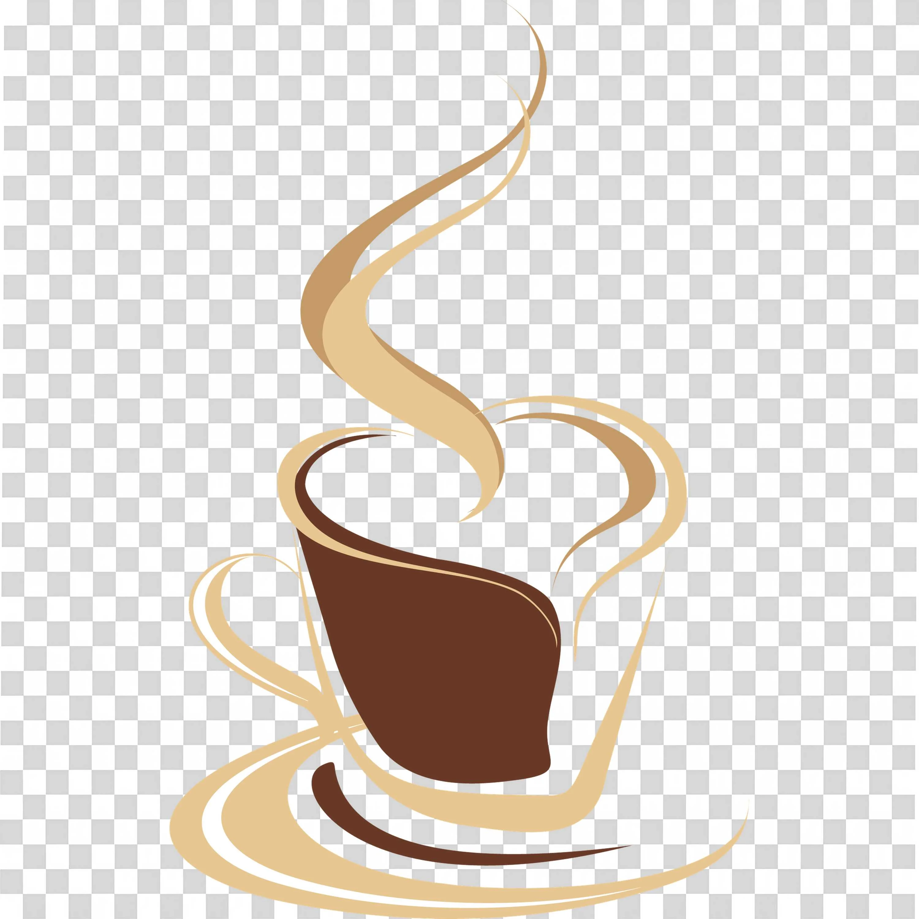 Stylized Coffee Cup with Steam PNG on Transparent Background