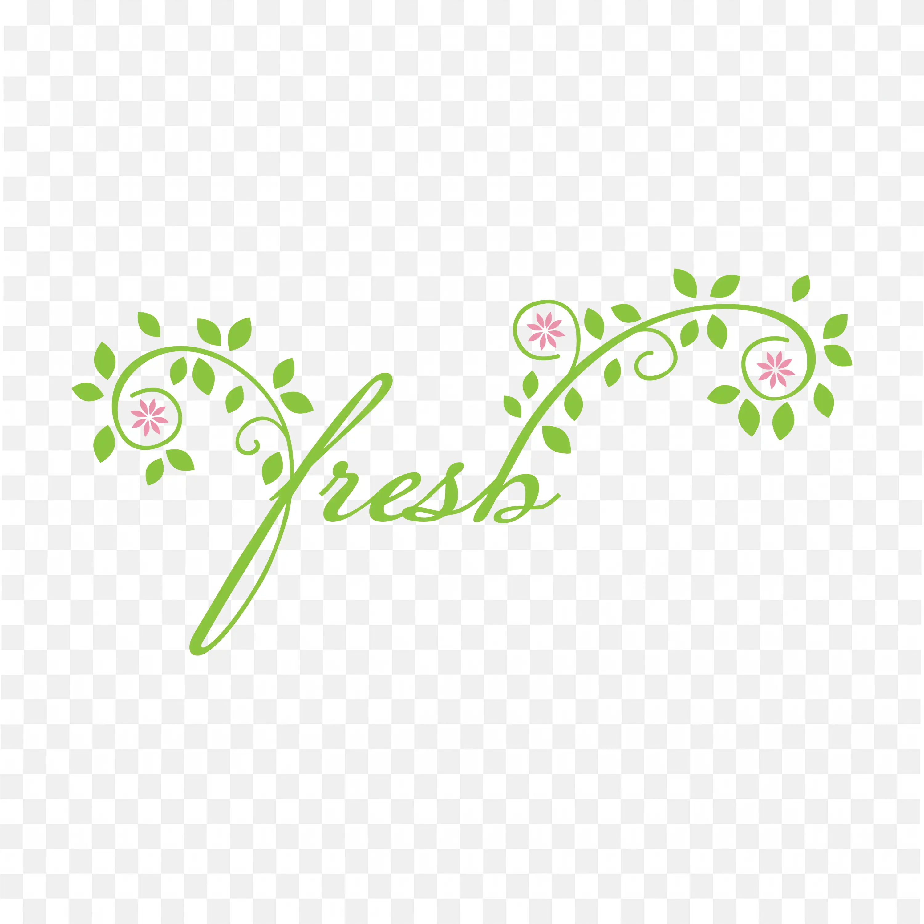 Fresh Floral Organic Label in Green Text Logo PNG Download