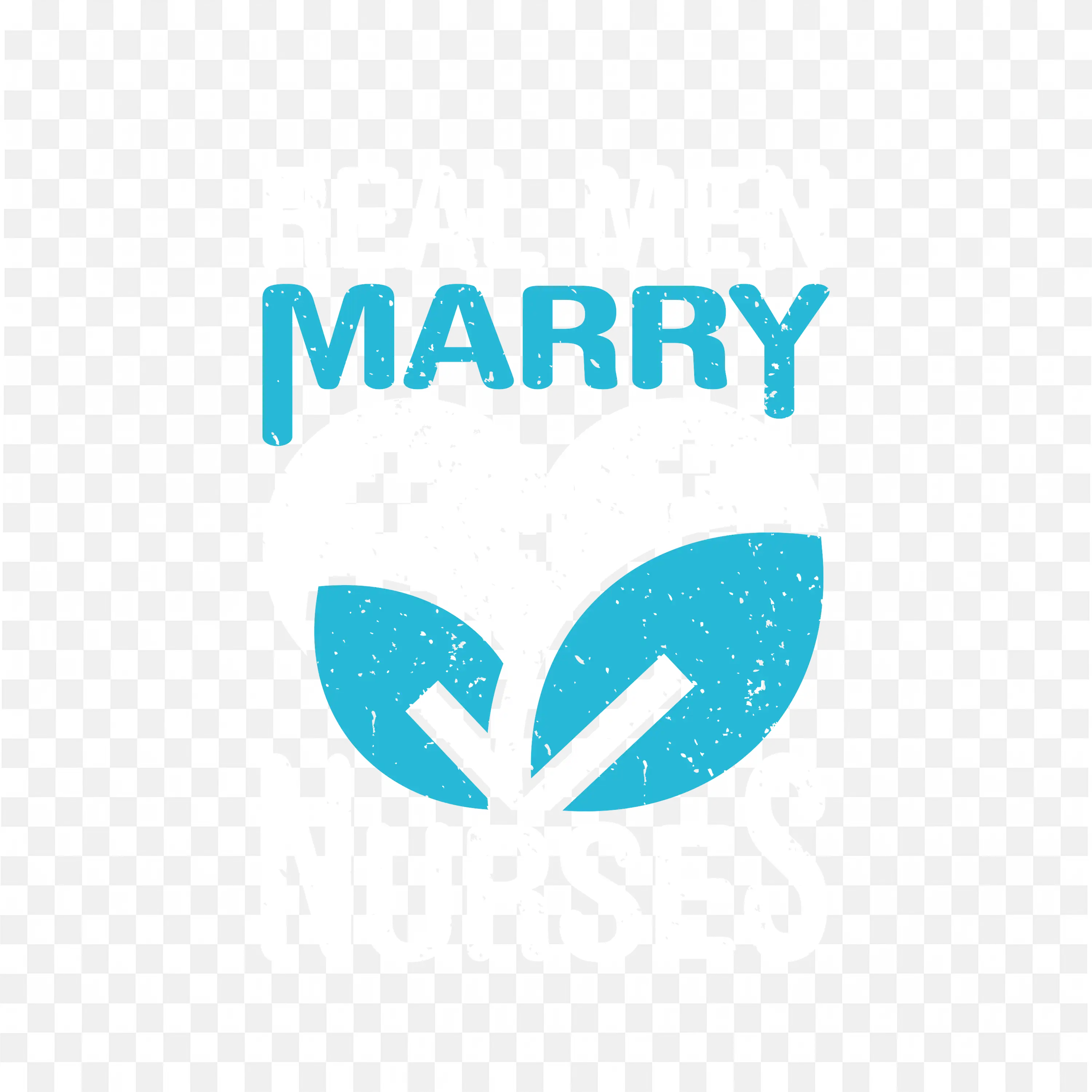 Marry Leaf Love Text in Blue Wedding Design PNG