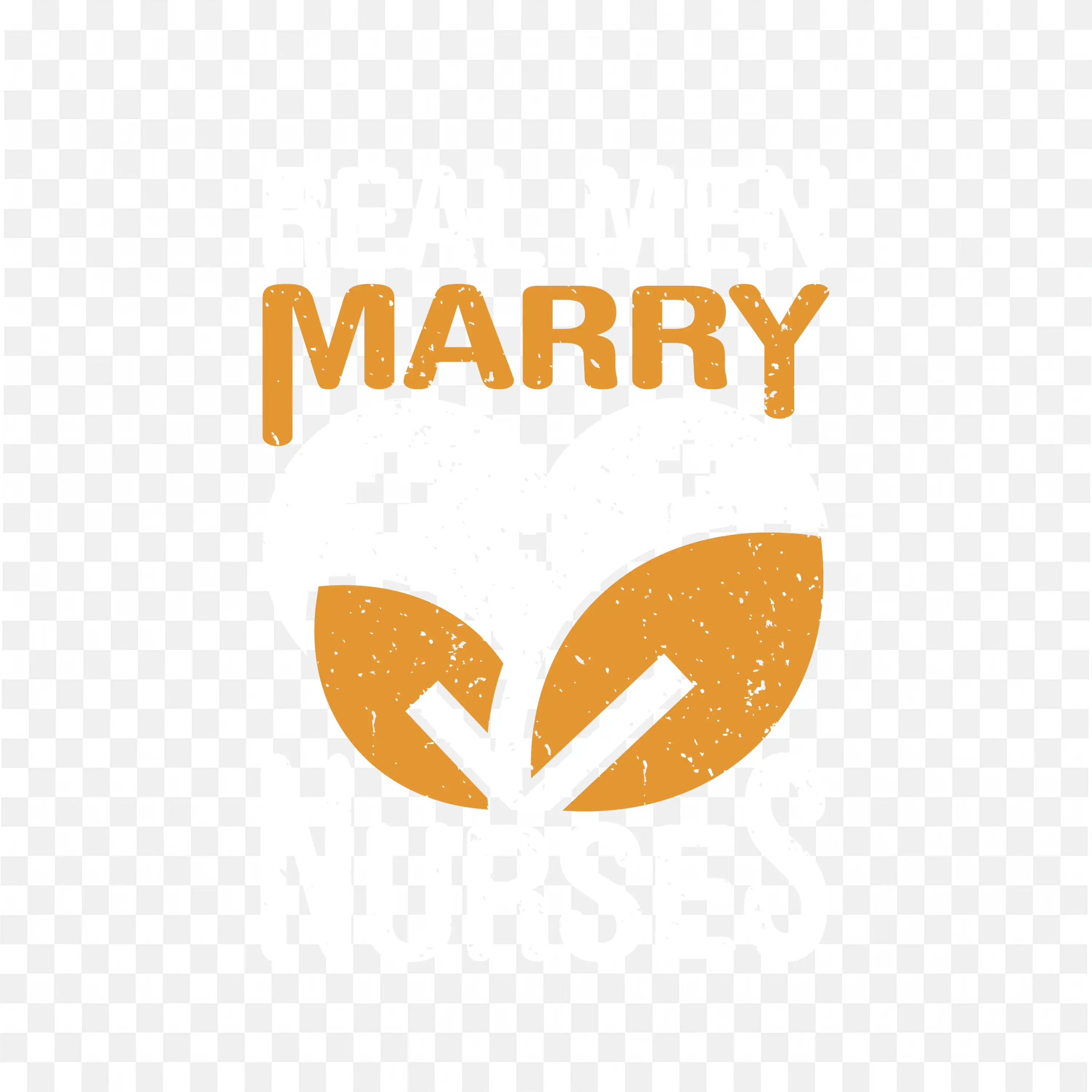 Marry Leaf Love Text in Orange Wedding Design PNG