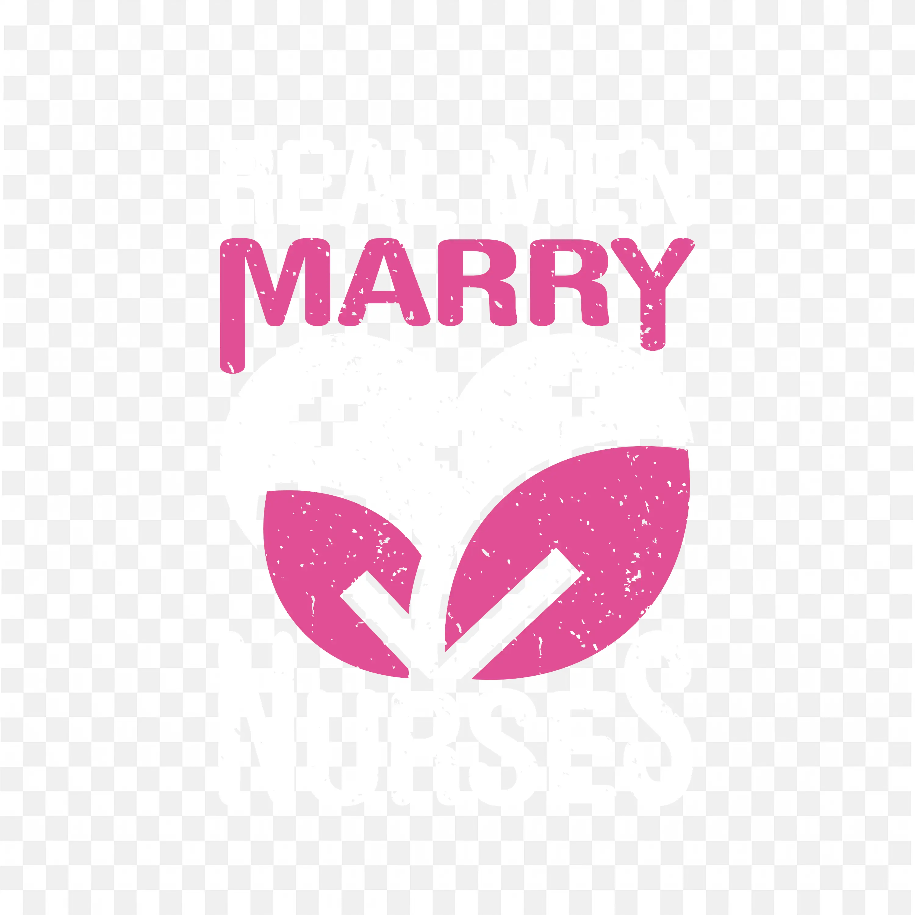 Marry Leaf Love Text in Pink Wedding Design PNG