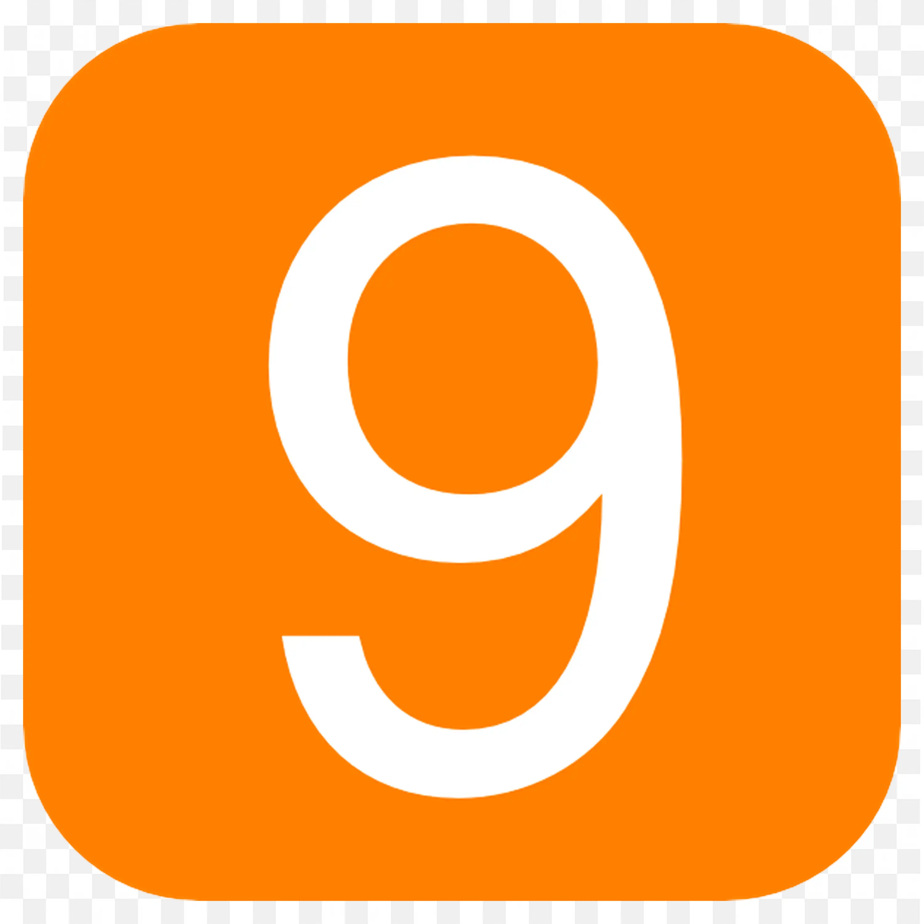 Number Nine Orange Color Rounded Square Design PNG
