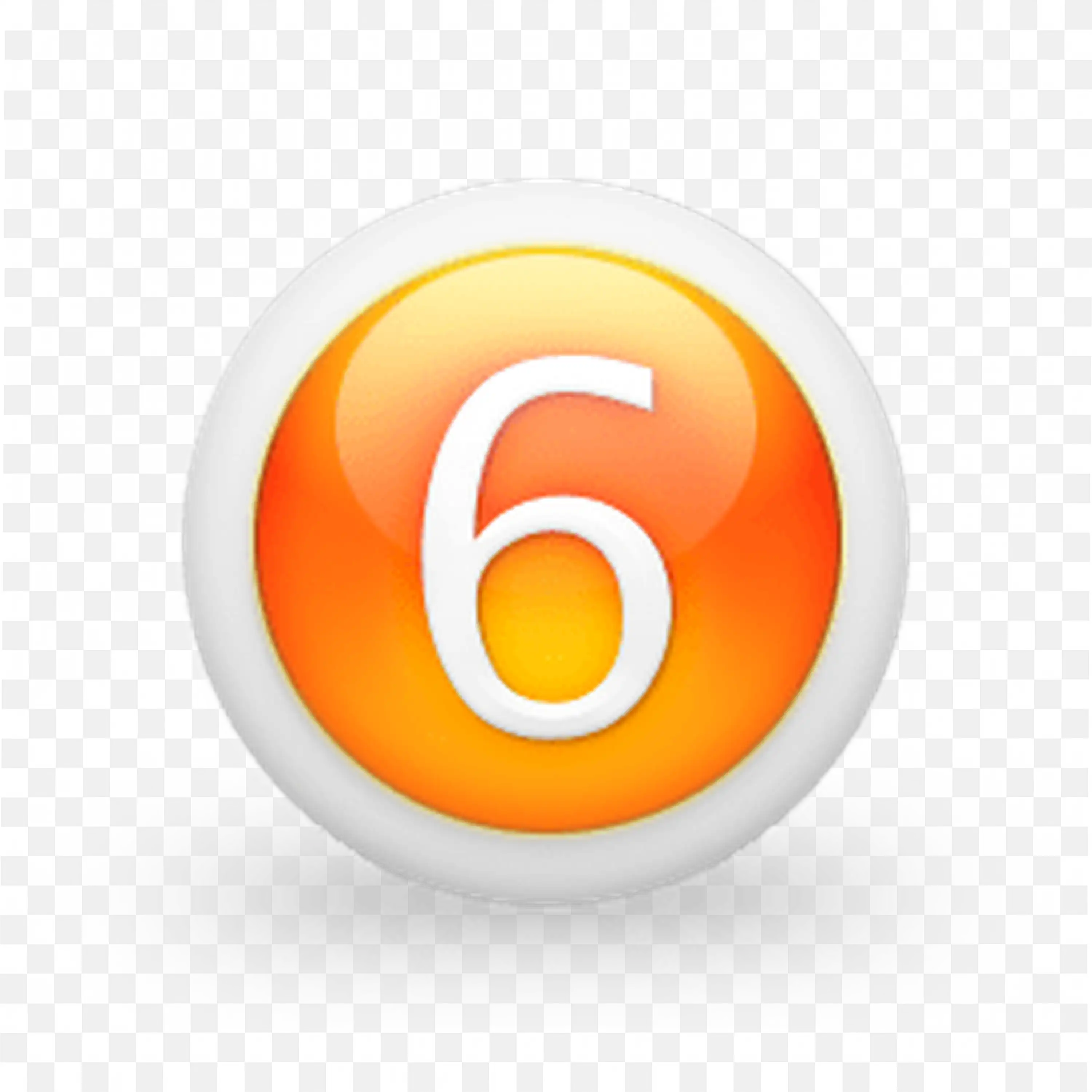 Orange Number Six Circle Button Design White Background PNG