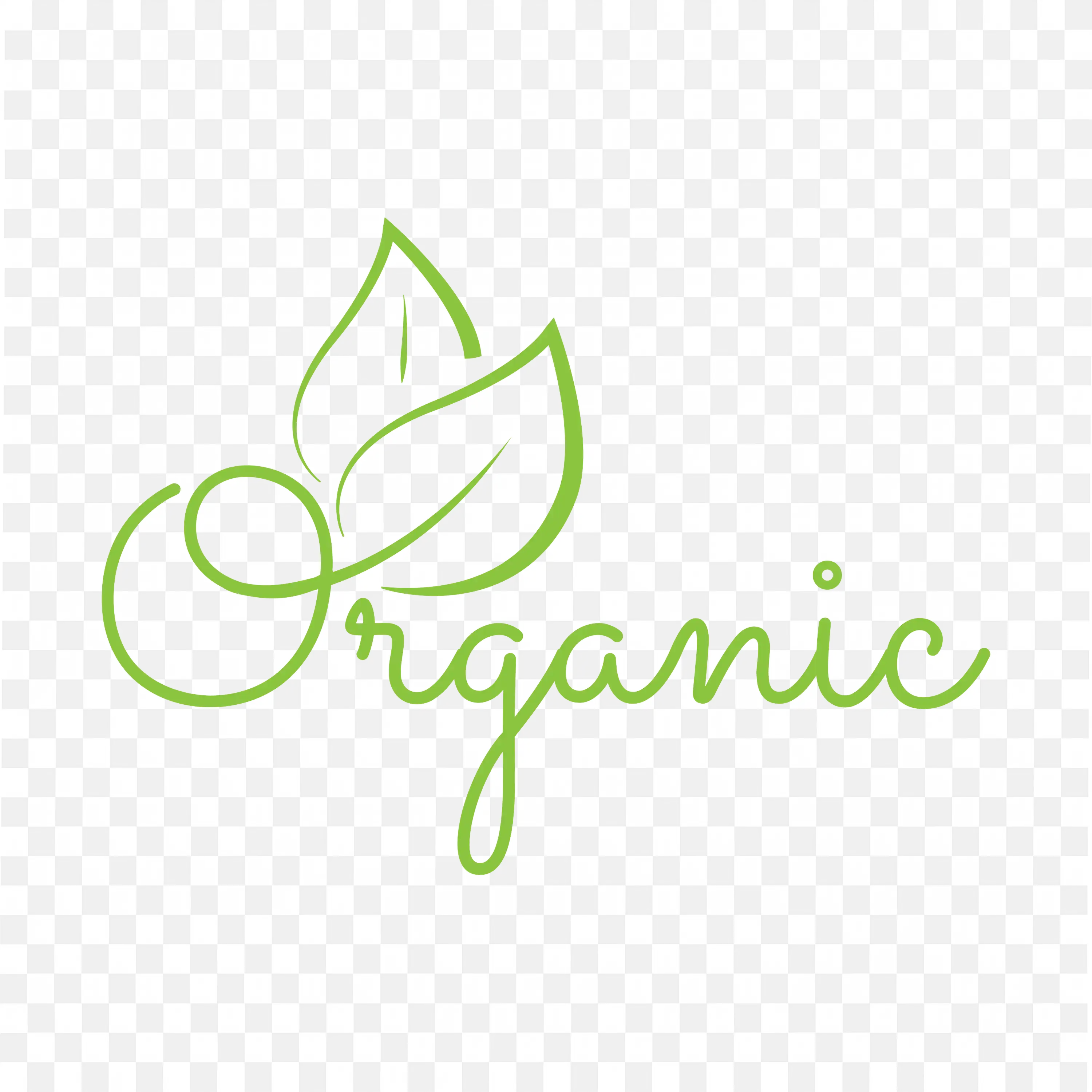 Organic Product Logo Handwritten with Green Leaf PNG Download