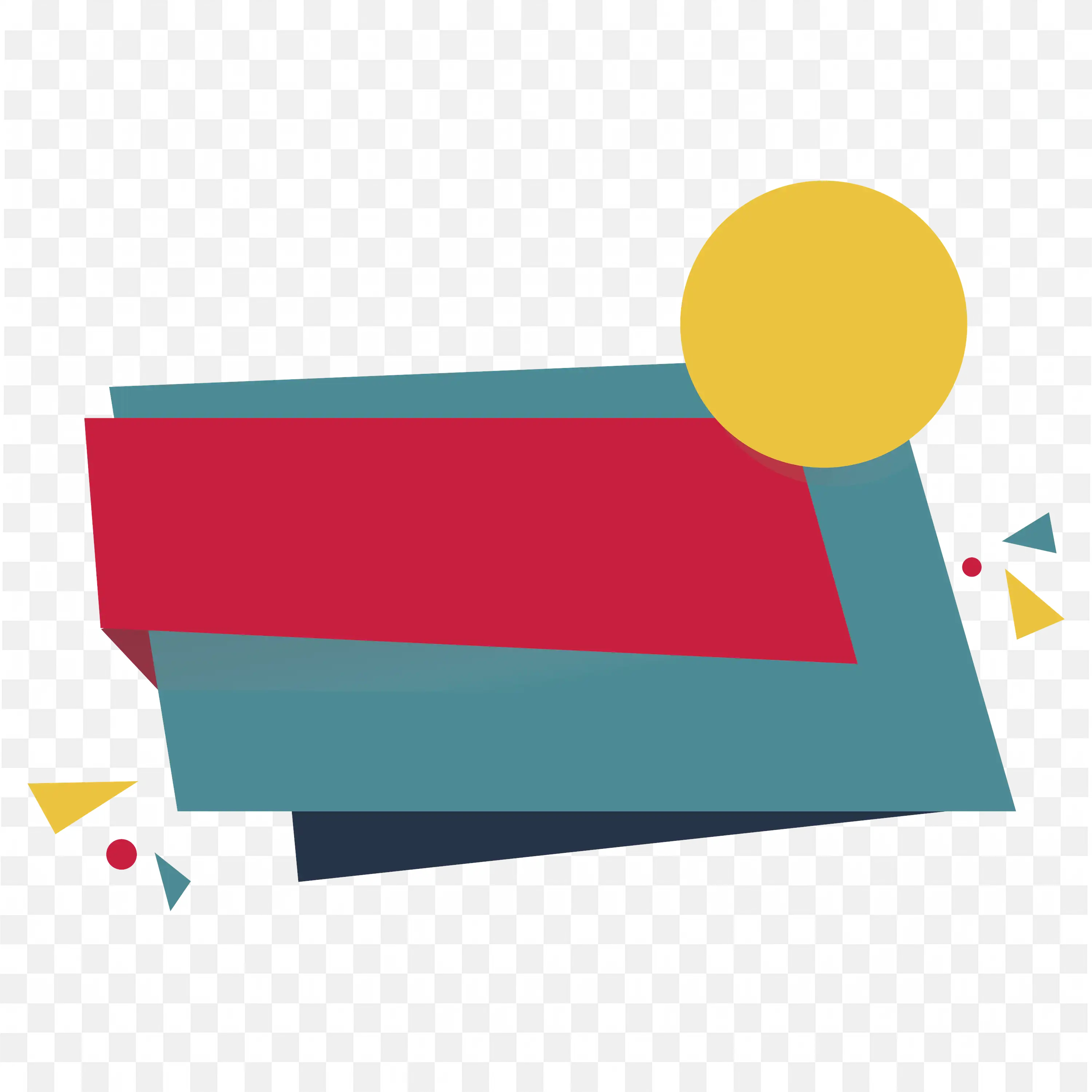 Abstract Red Yellow and Blue Modern Geometric Banner PNG