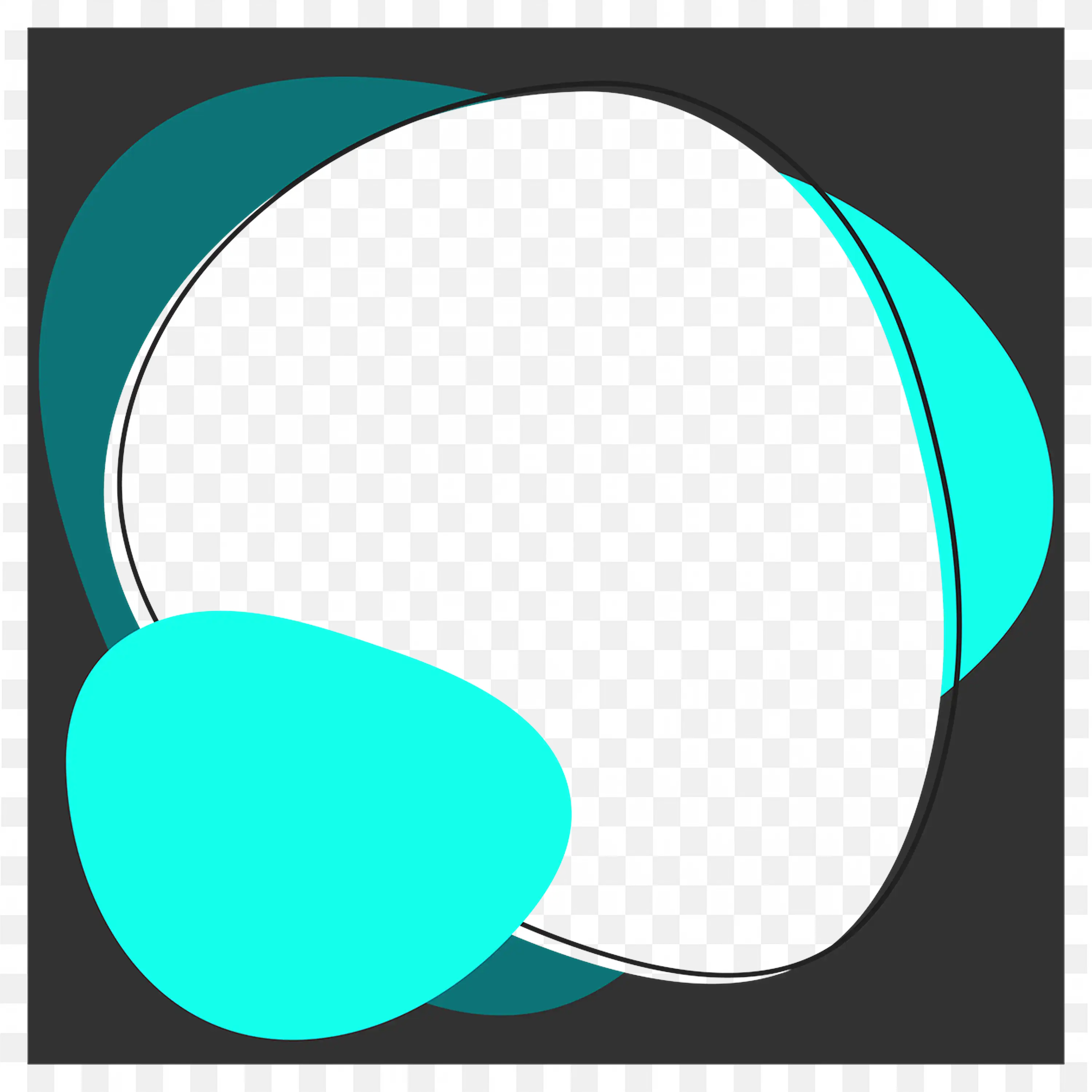 Abstract Round Frame with Cyan Shapes Banner PNG Download