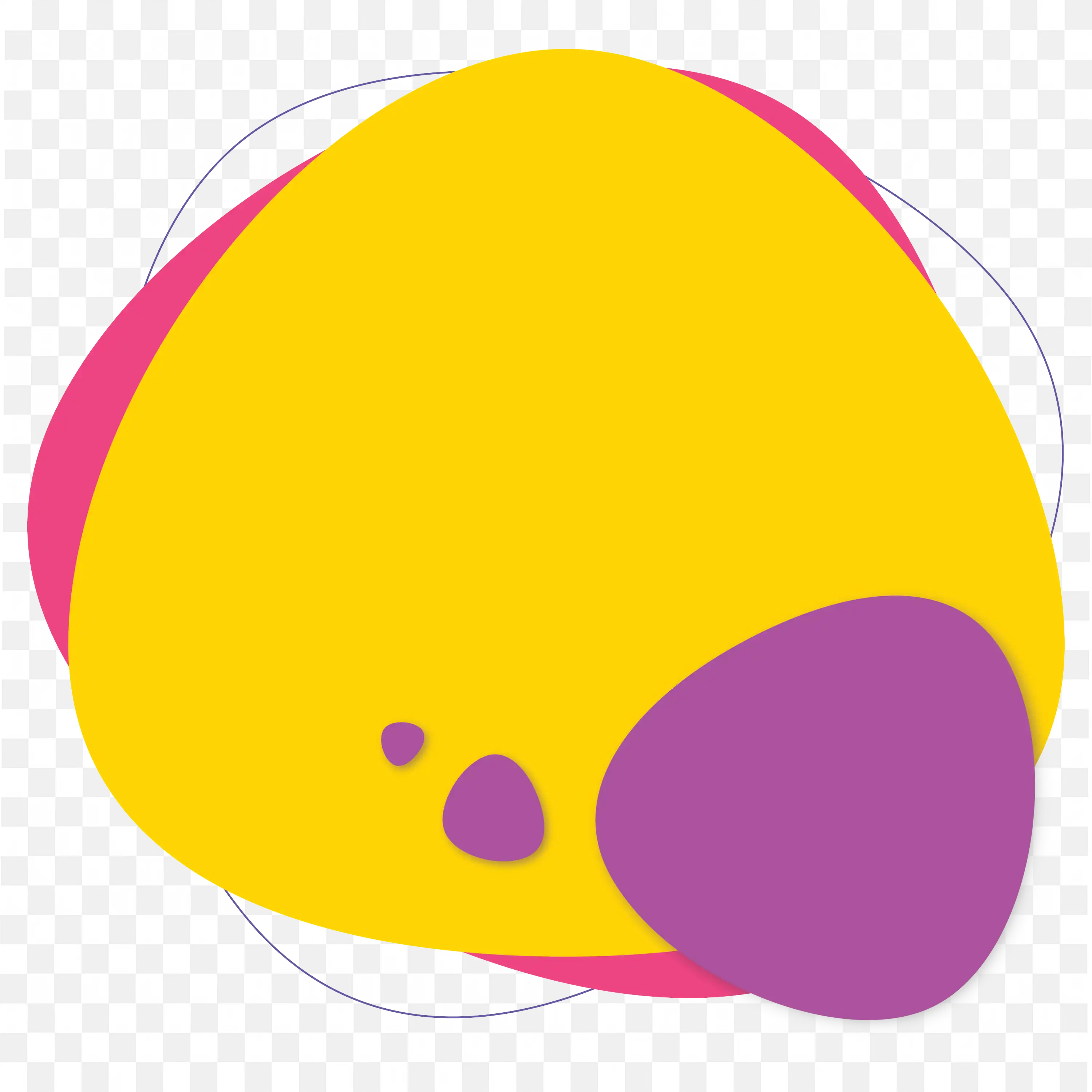 Abstract Yellow Purple Pink Blob Shape on White Background PNG
