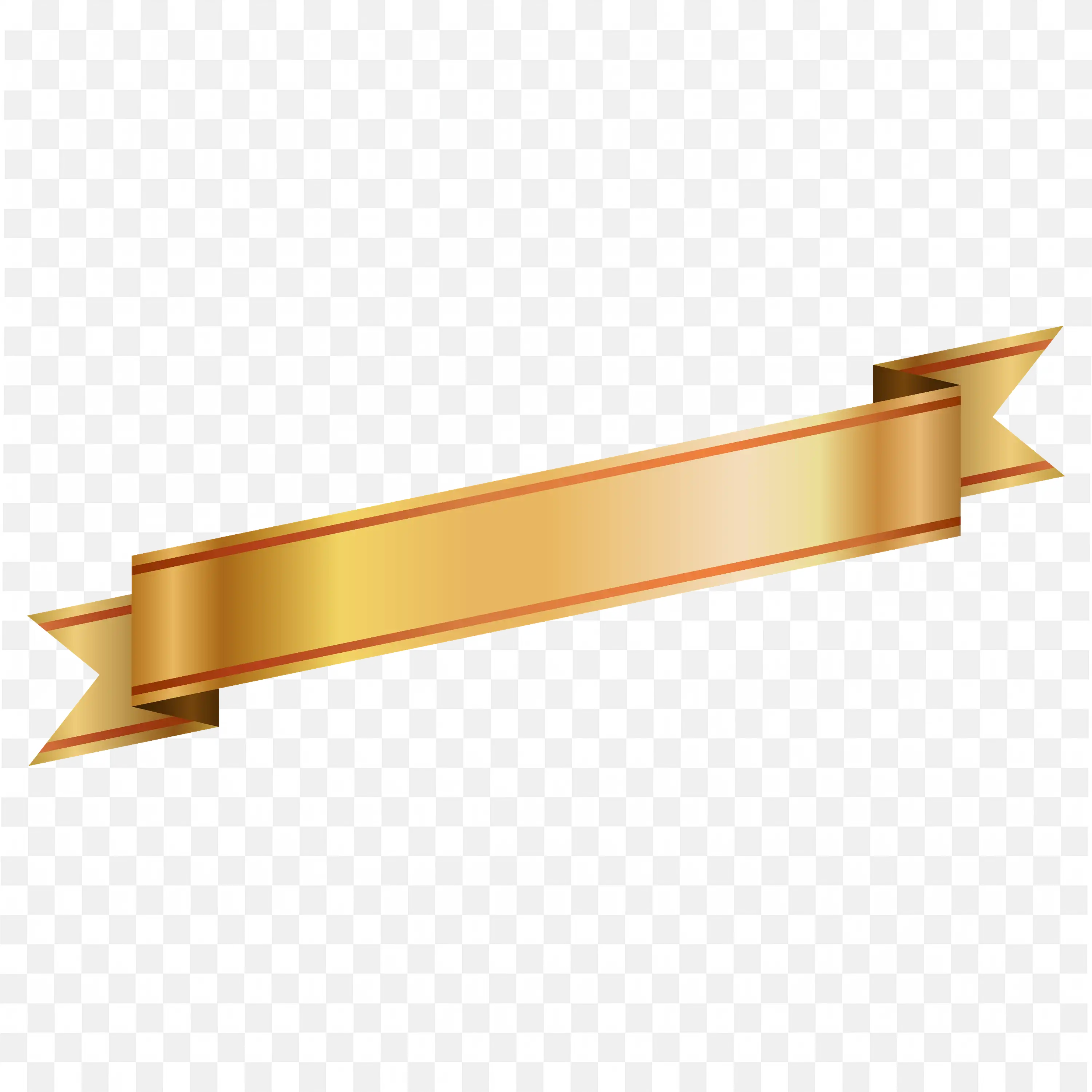 Angled Gold Banner with Long Ends Folded Up PNG Download