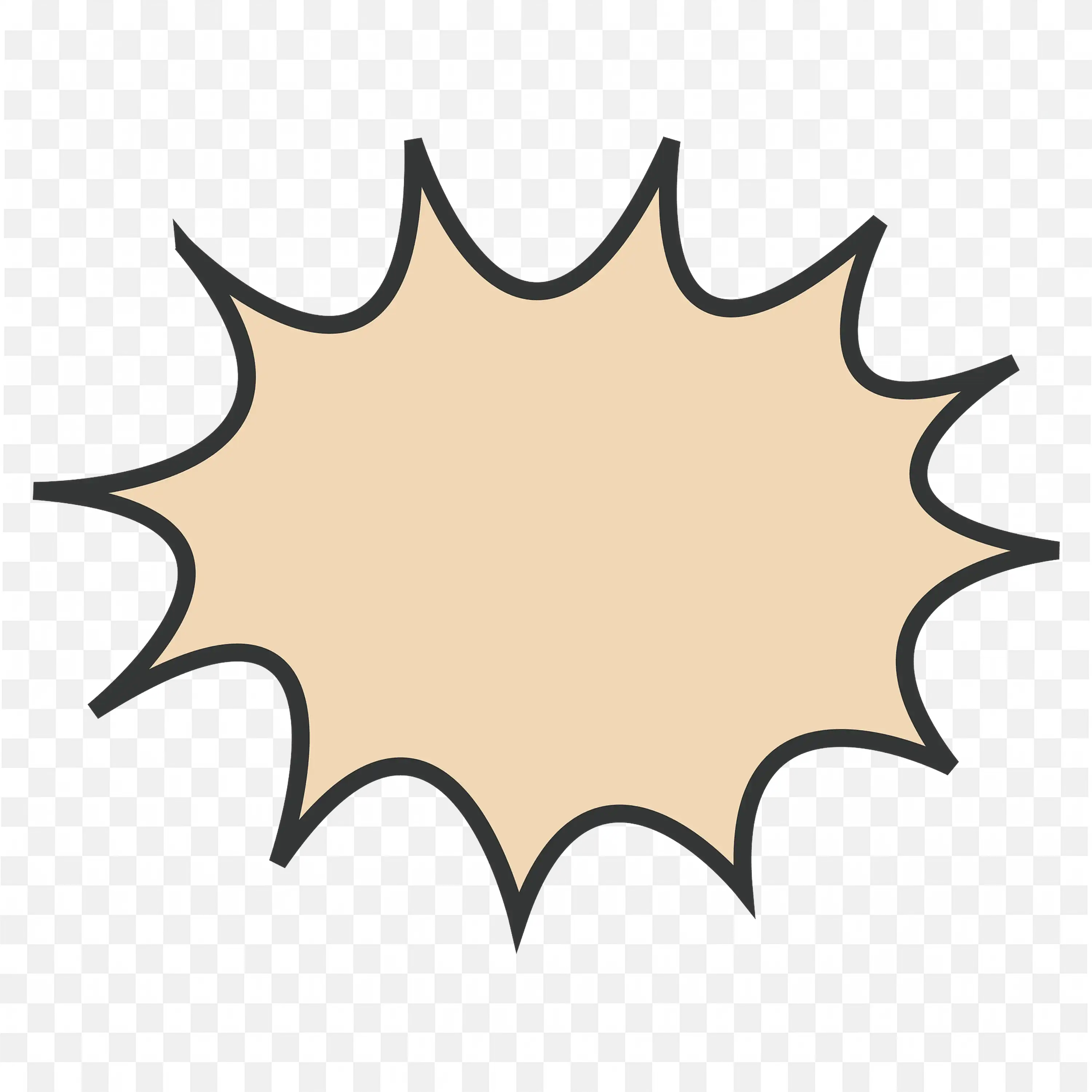 Beige Comic Starburst Speech Bubble with Jagged Edges PNG