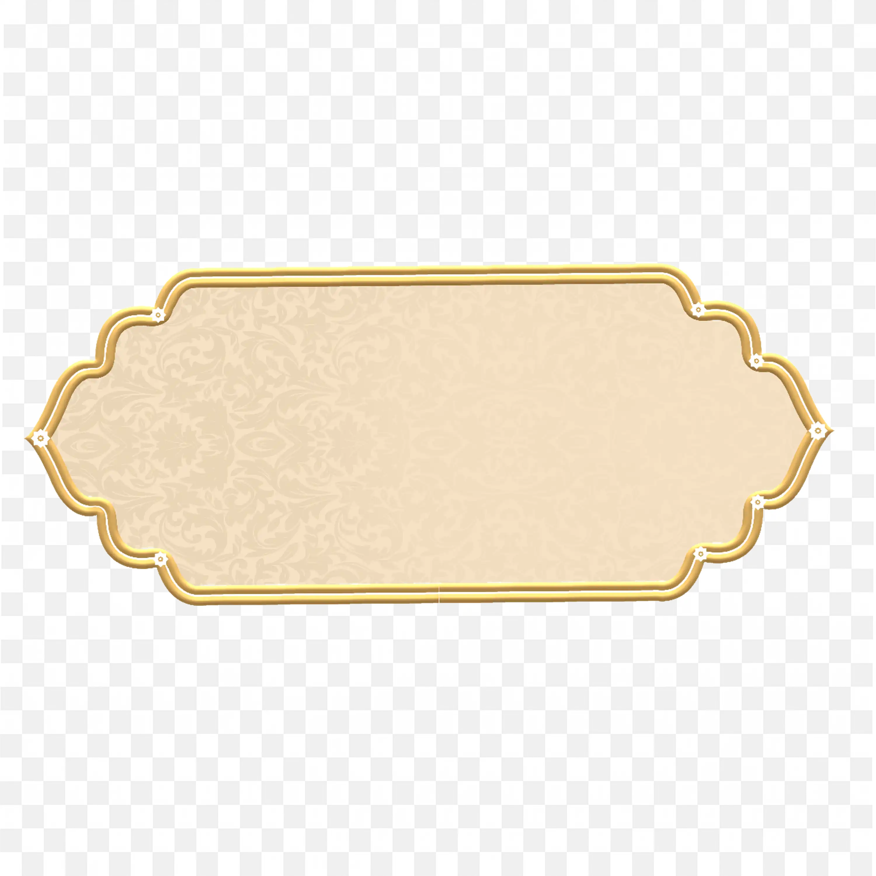 Beige Ornate Label Banner with Decorative Floral Pattern