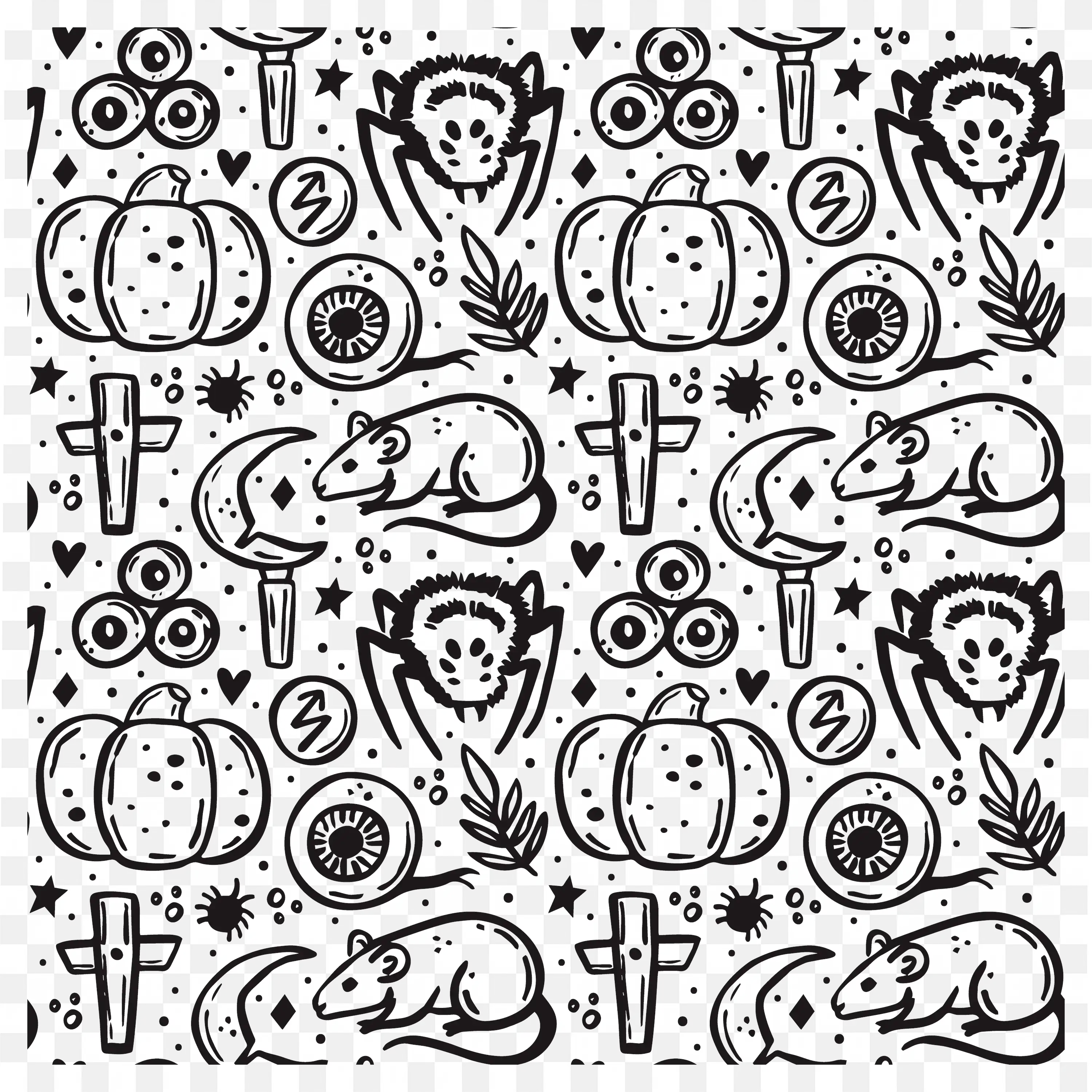 Black and White Cute Doodle Style Pattern Banner PNG
