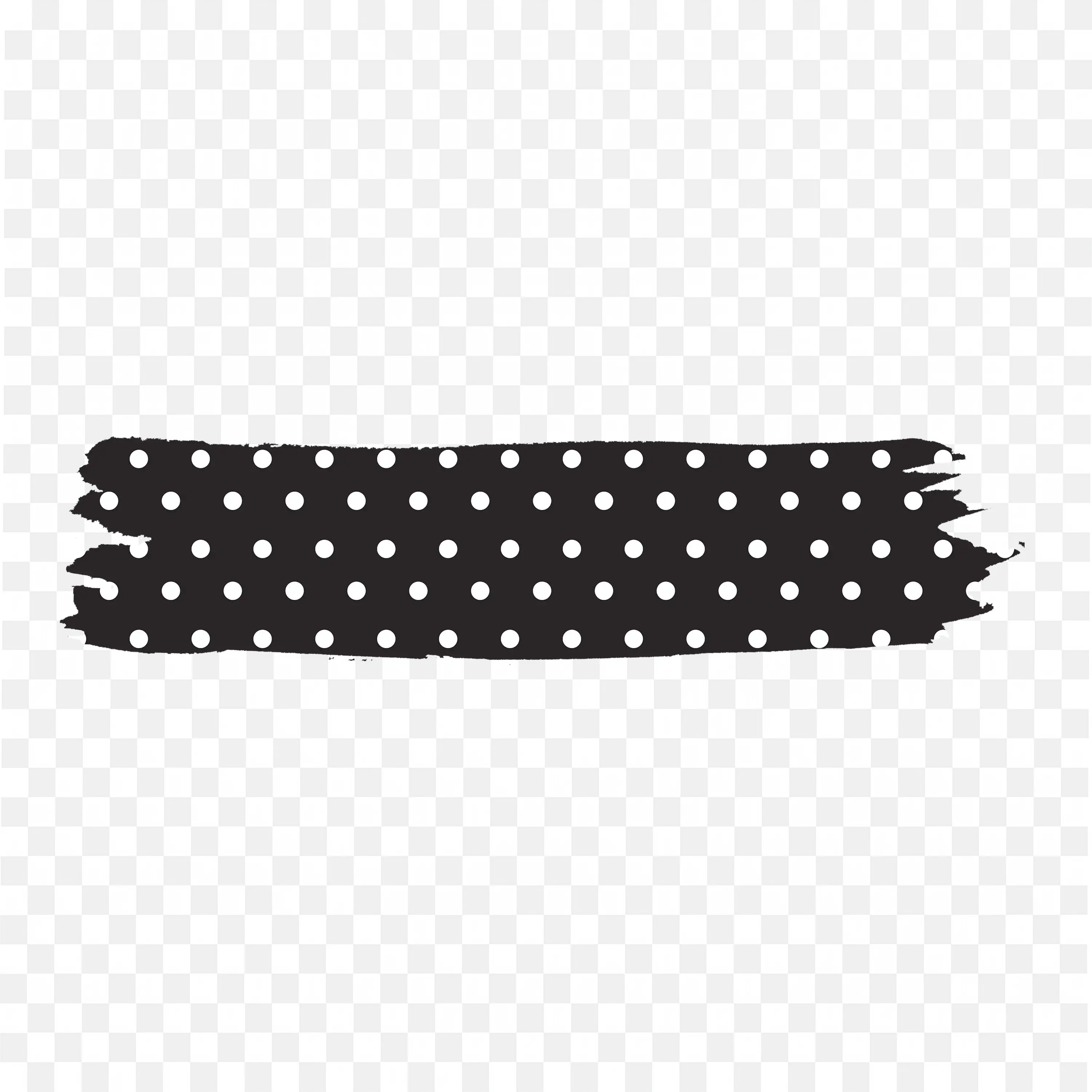 Black Brush Banner with White Polka Dot Pattern PNG