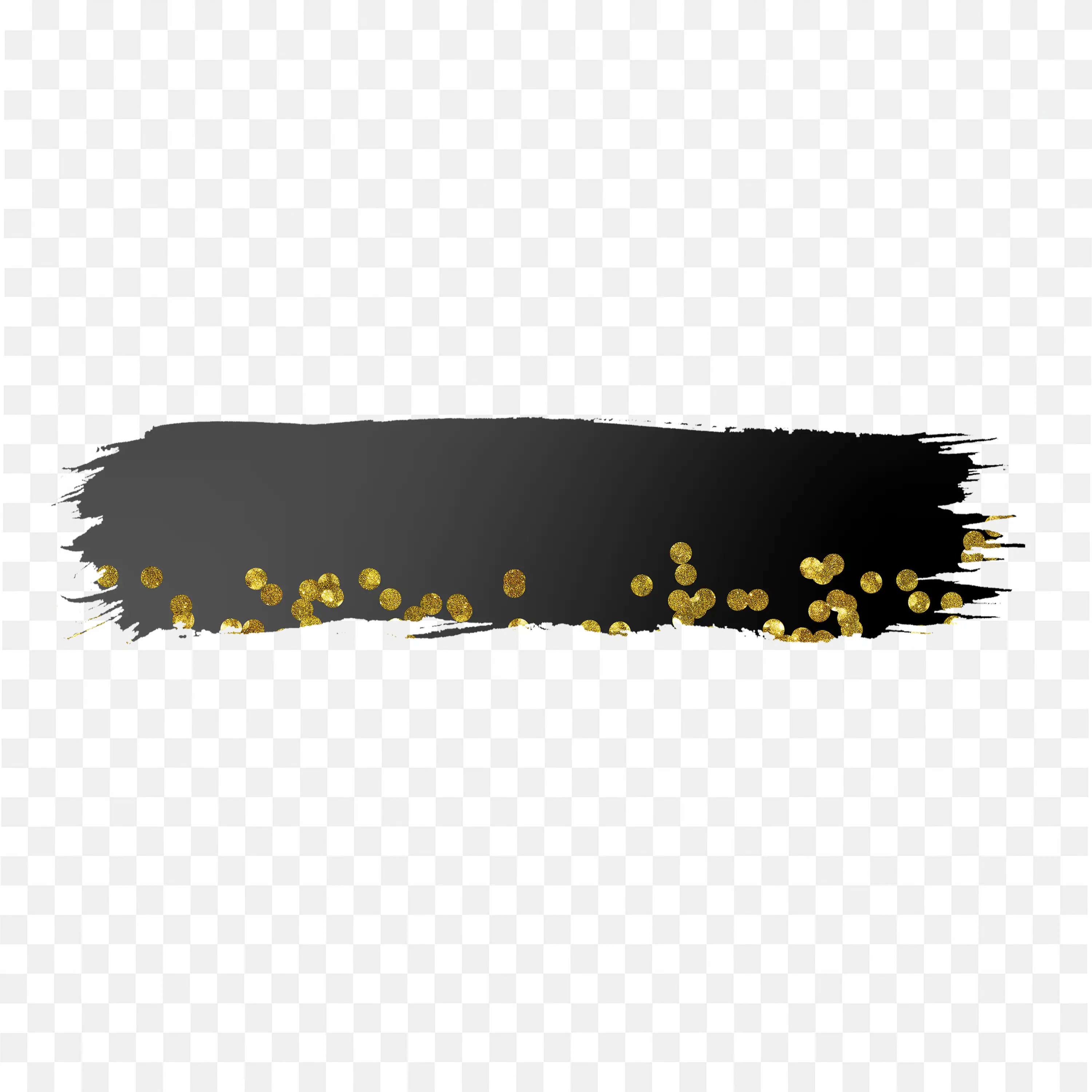 Black Grunge Banner with Scattered Gold Confetti PNG