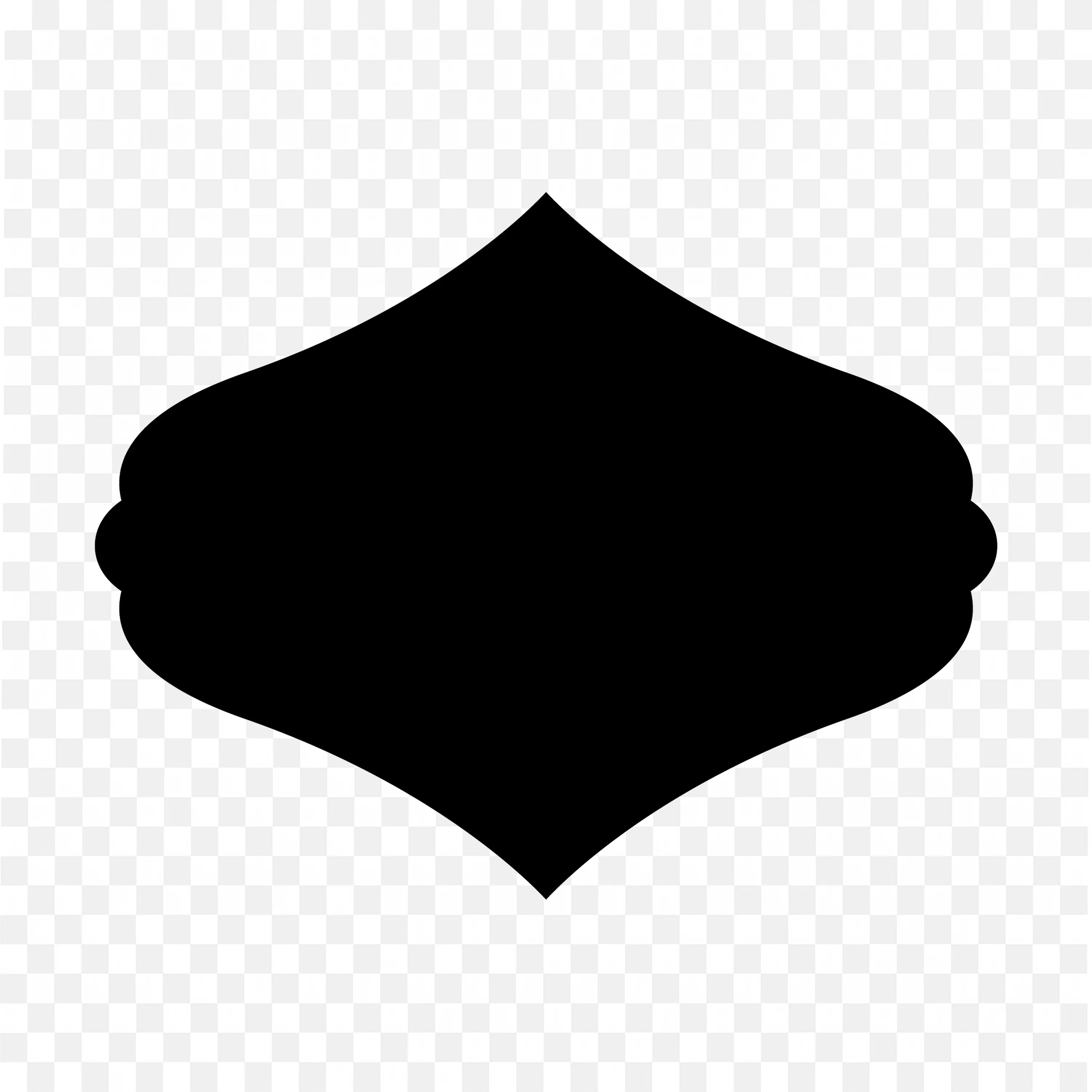 Black Ornate Curved Frame with Wide Horizontal Points PNG