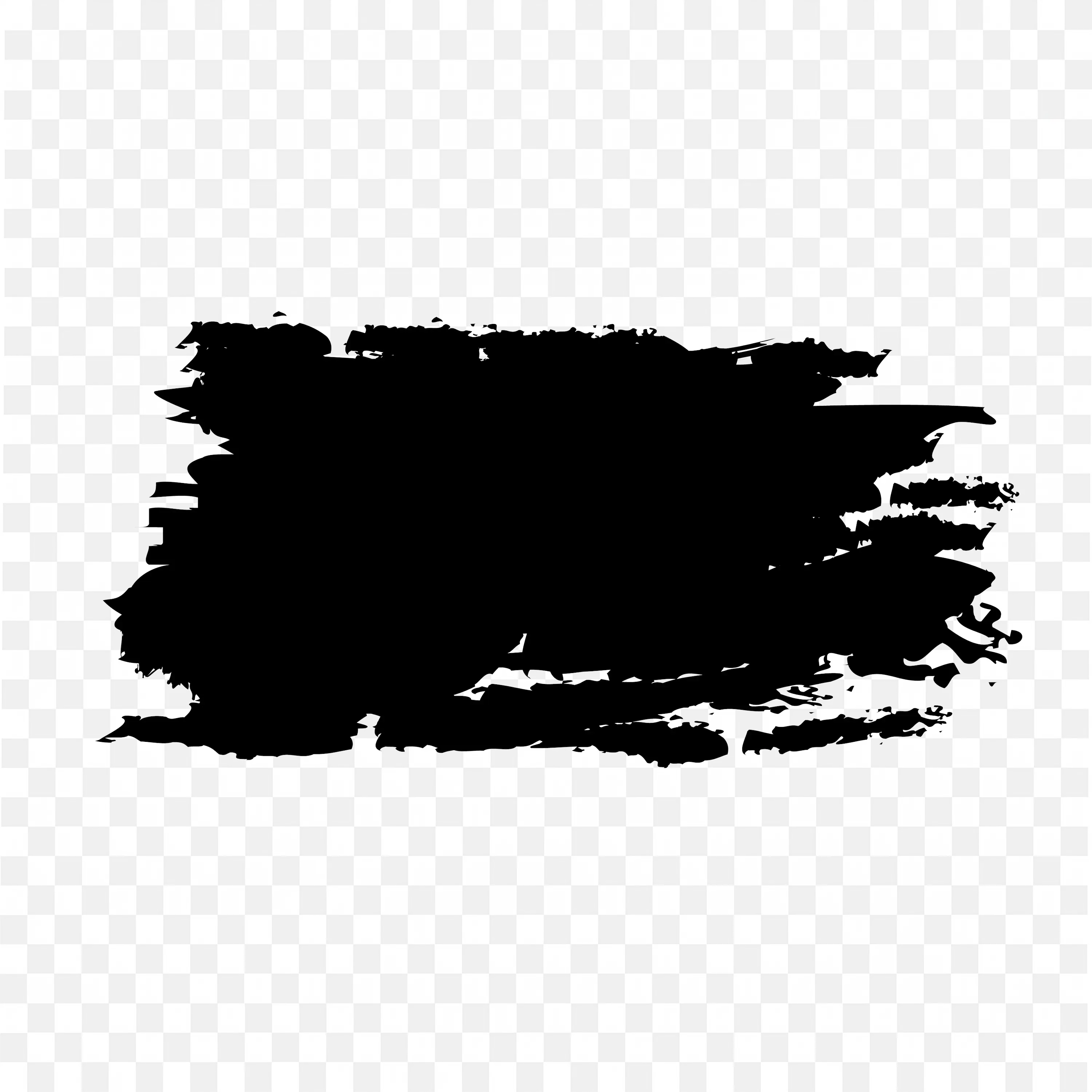 Black Paint Brush Stroke Banner with Rough Edges PNG