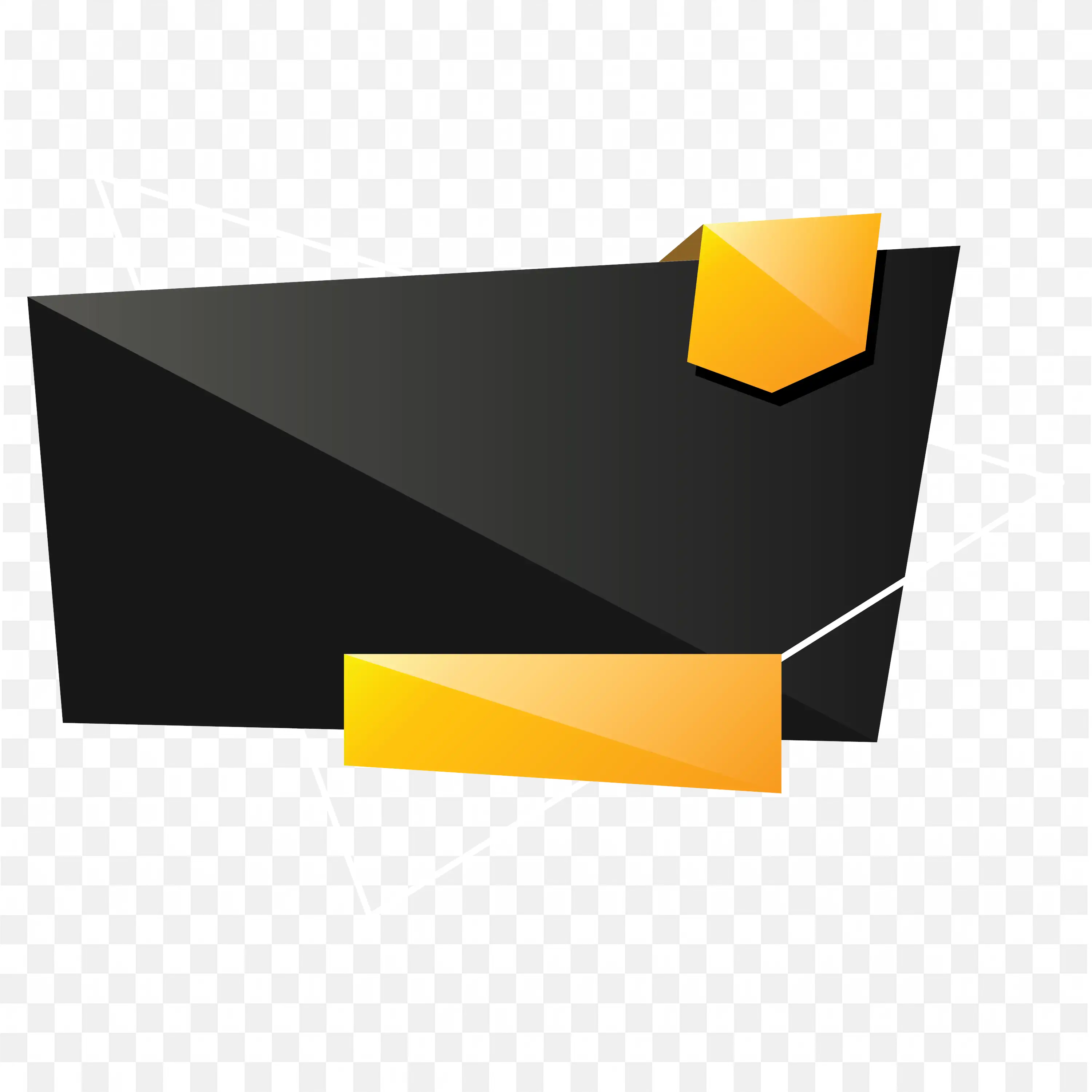 Black Rectangle Banner with Yellow 3D Cube and Tag PNG