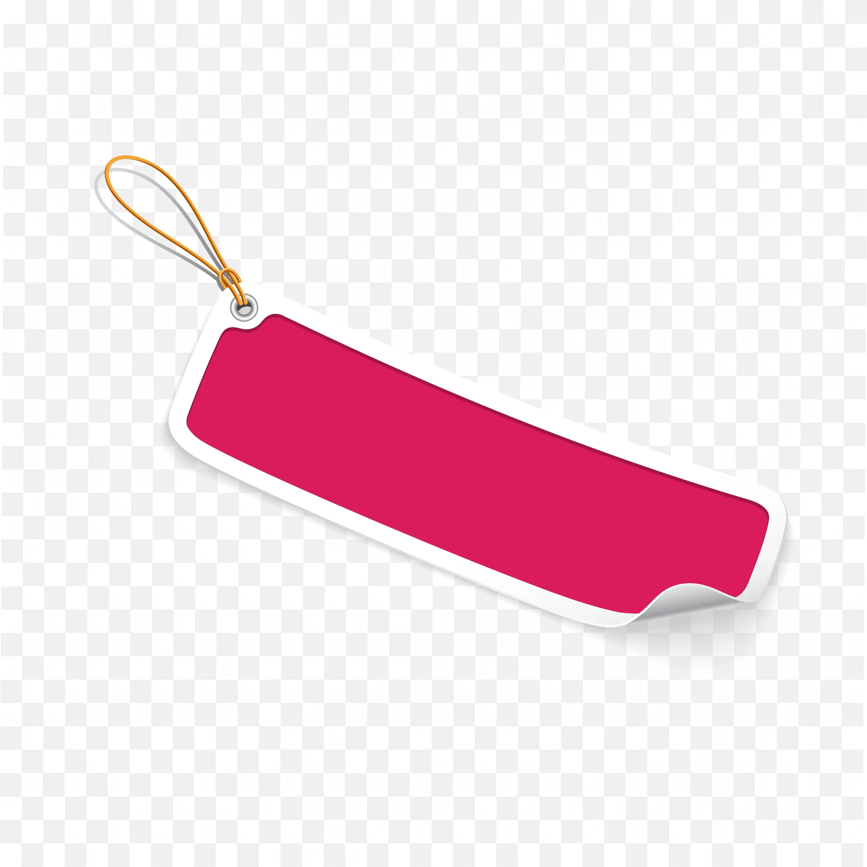 Blank Pink Price Tag Label with String Isolated PNG Image