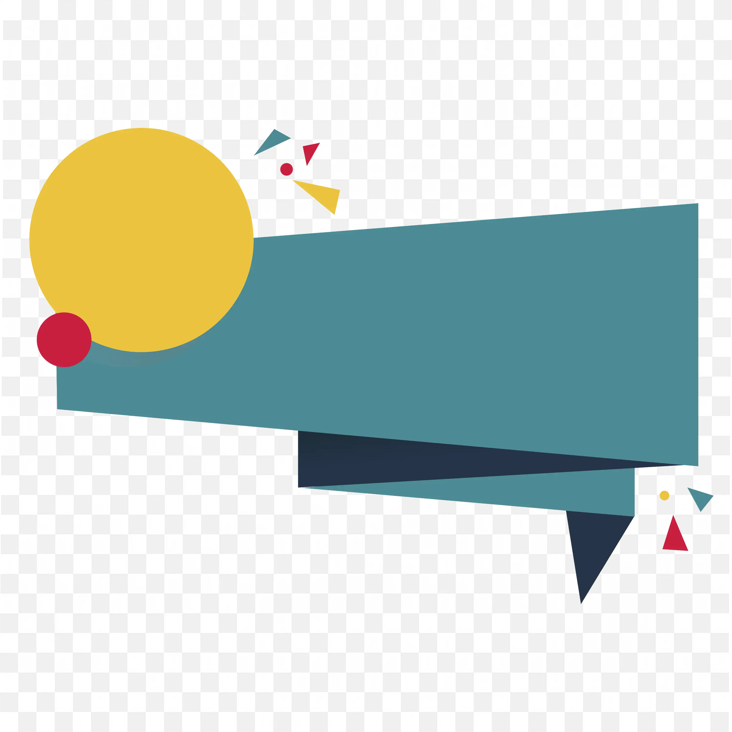 Blue Folded Ribbon Banner with Yellow Circle Accent PNG