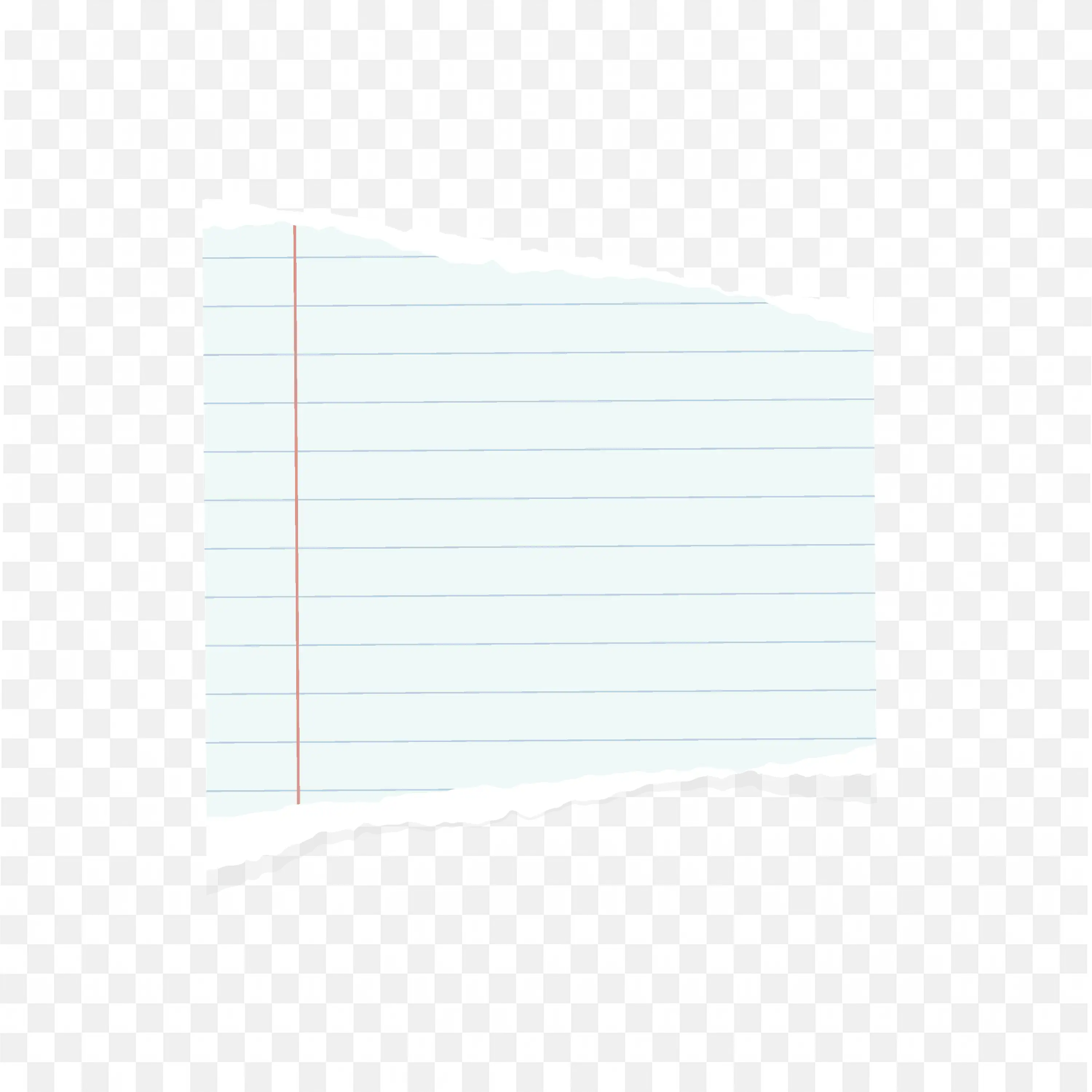 Blue Lined Torn Notebook Paper with Red Margin Line PNG