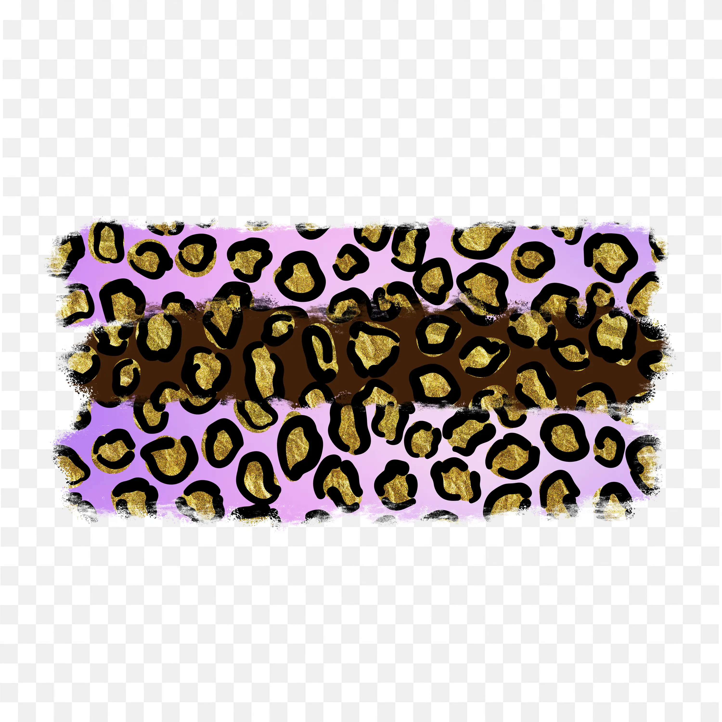 Bold Gold and Purple Leopard Print Pattern Banner PNG