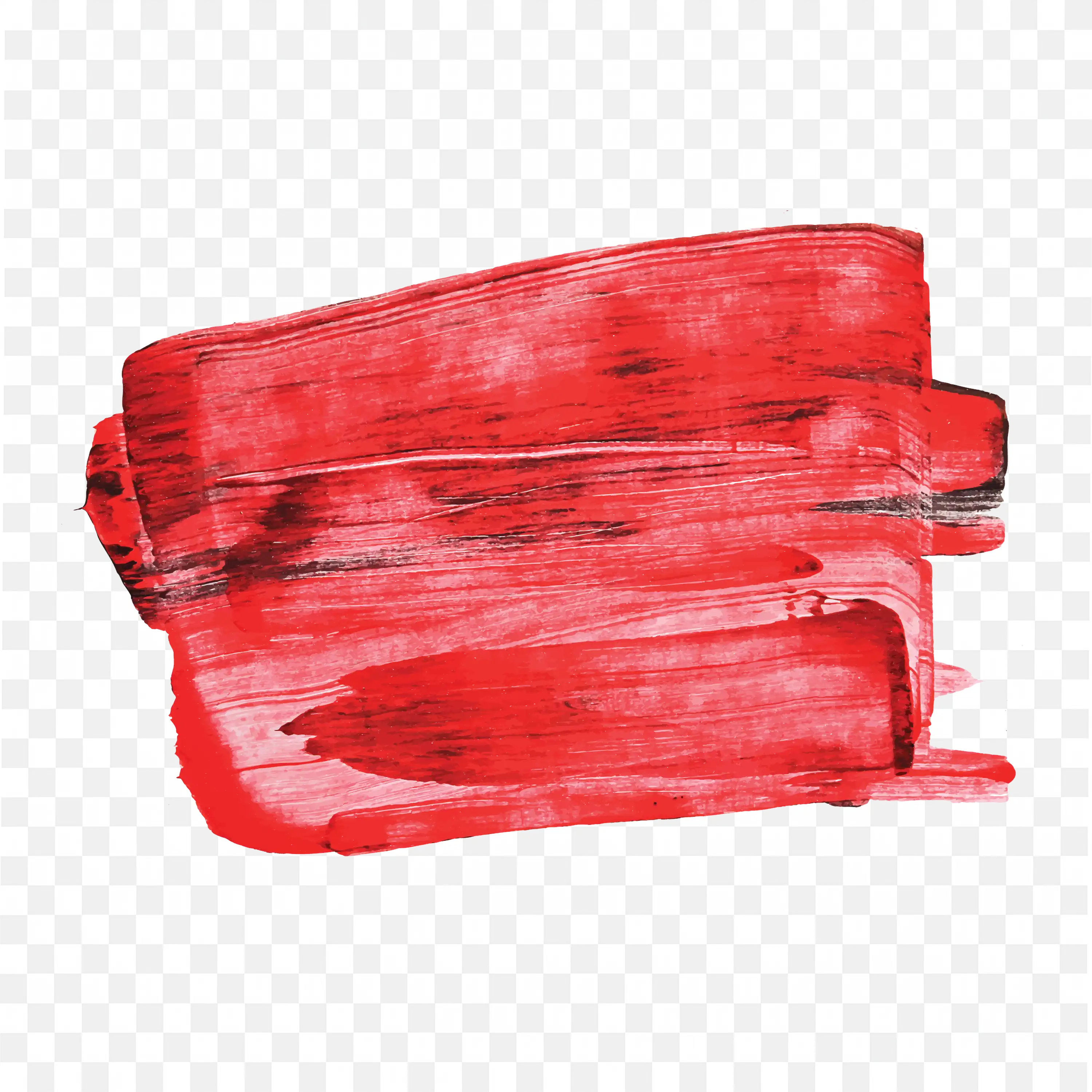 Bold Red Textured Brush Stroke with Dry Paint Effect PNG