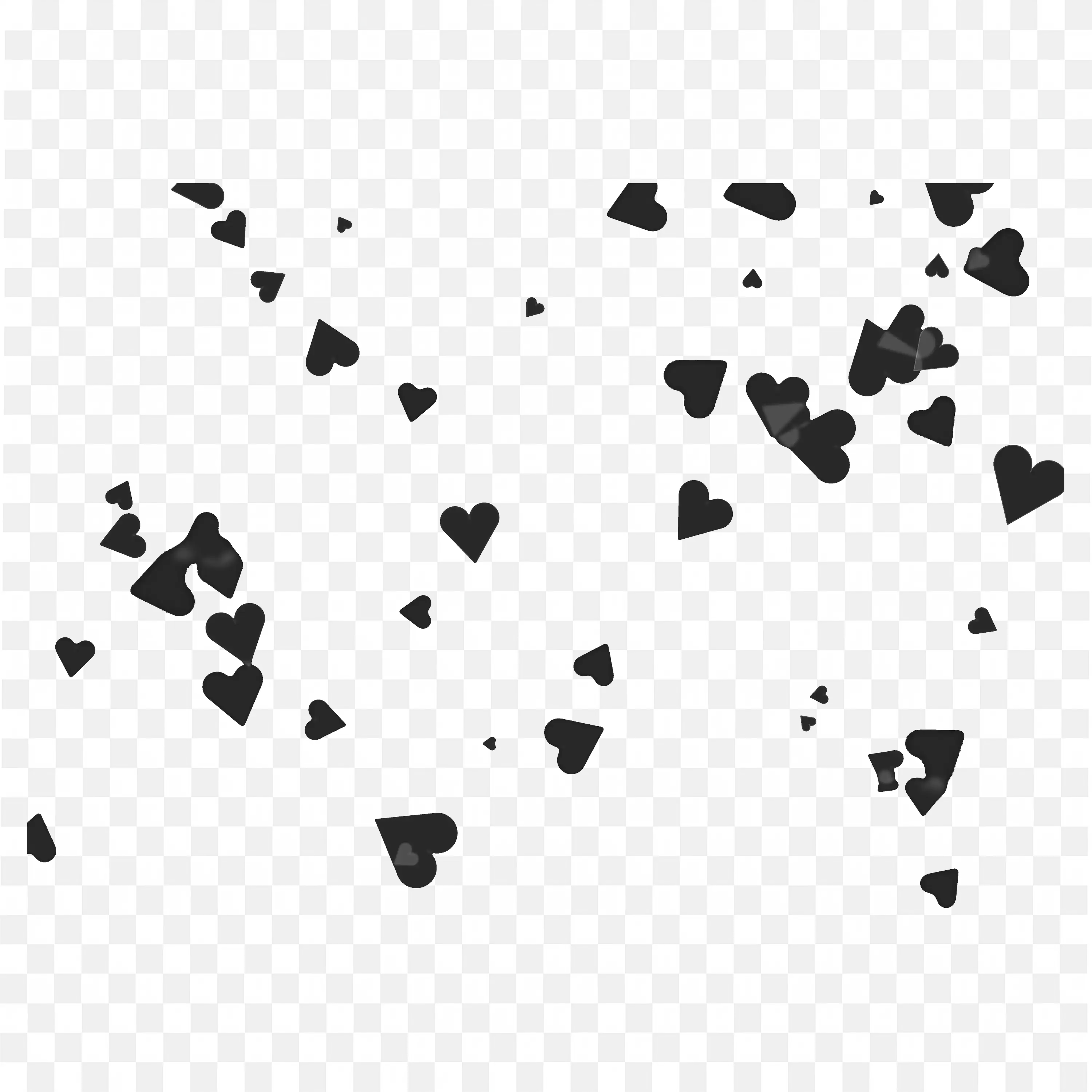 Bunch of Gray Heart Confetti Overlay on Black Background