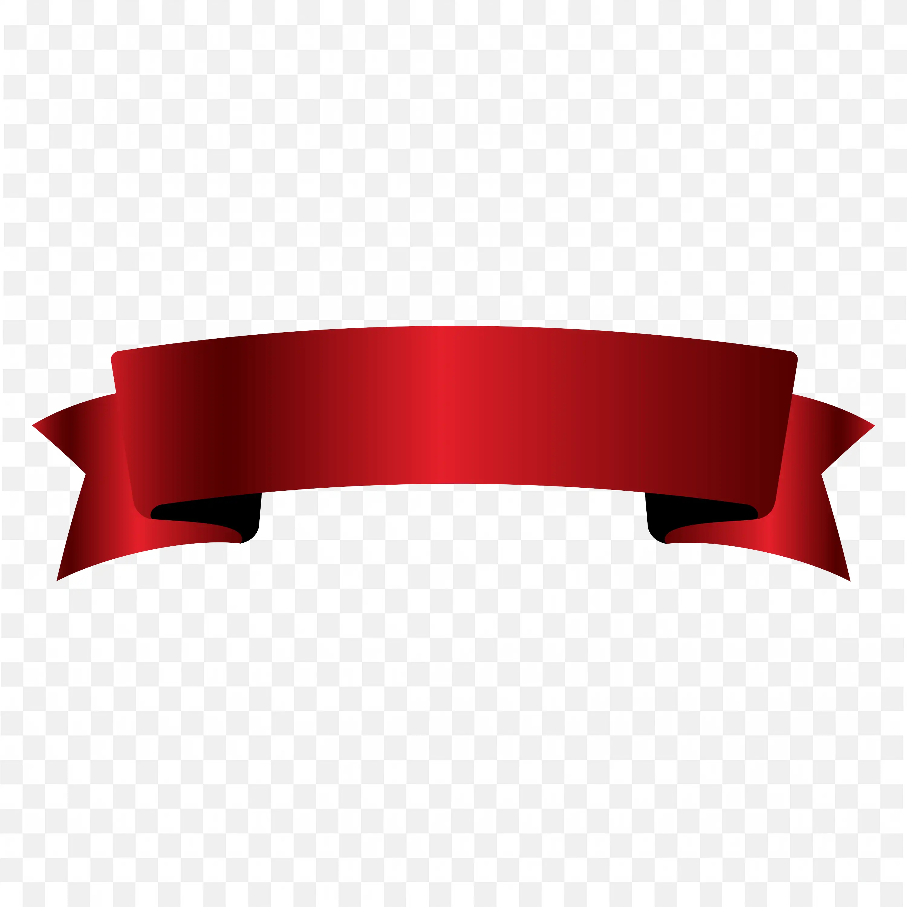 Classic Red Ribbon Banner with Folded Ends PNG Graphic File