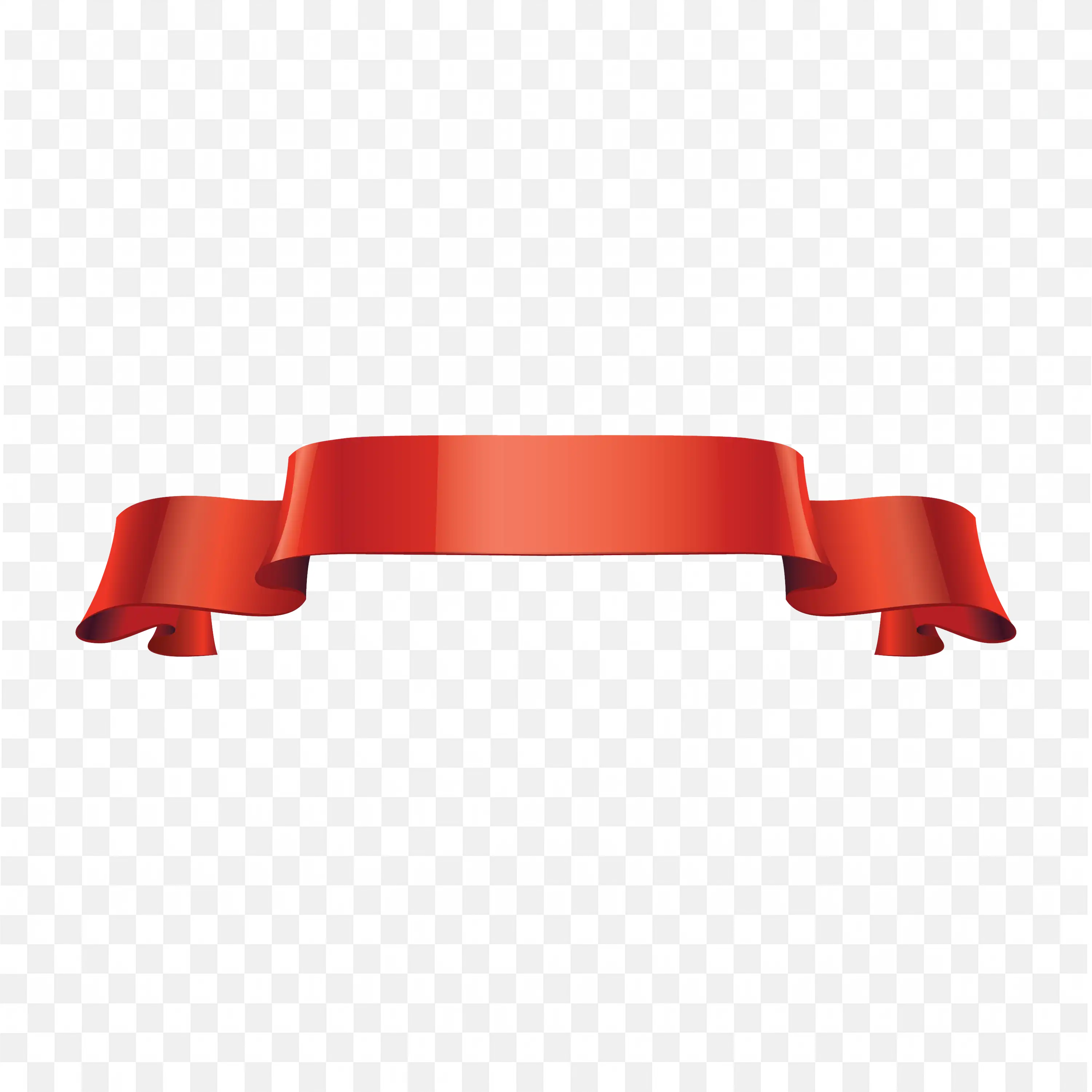 Classic Red Ribbon Banner with Folded Ends PNG Download