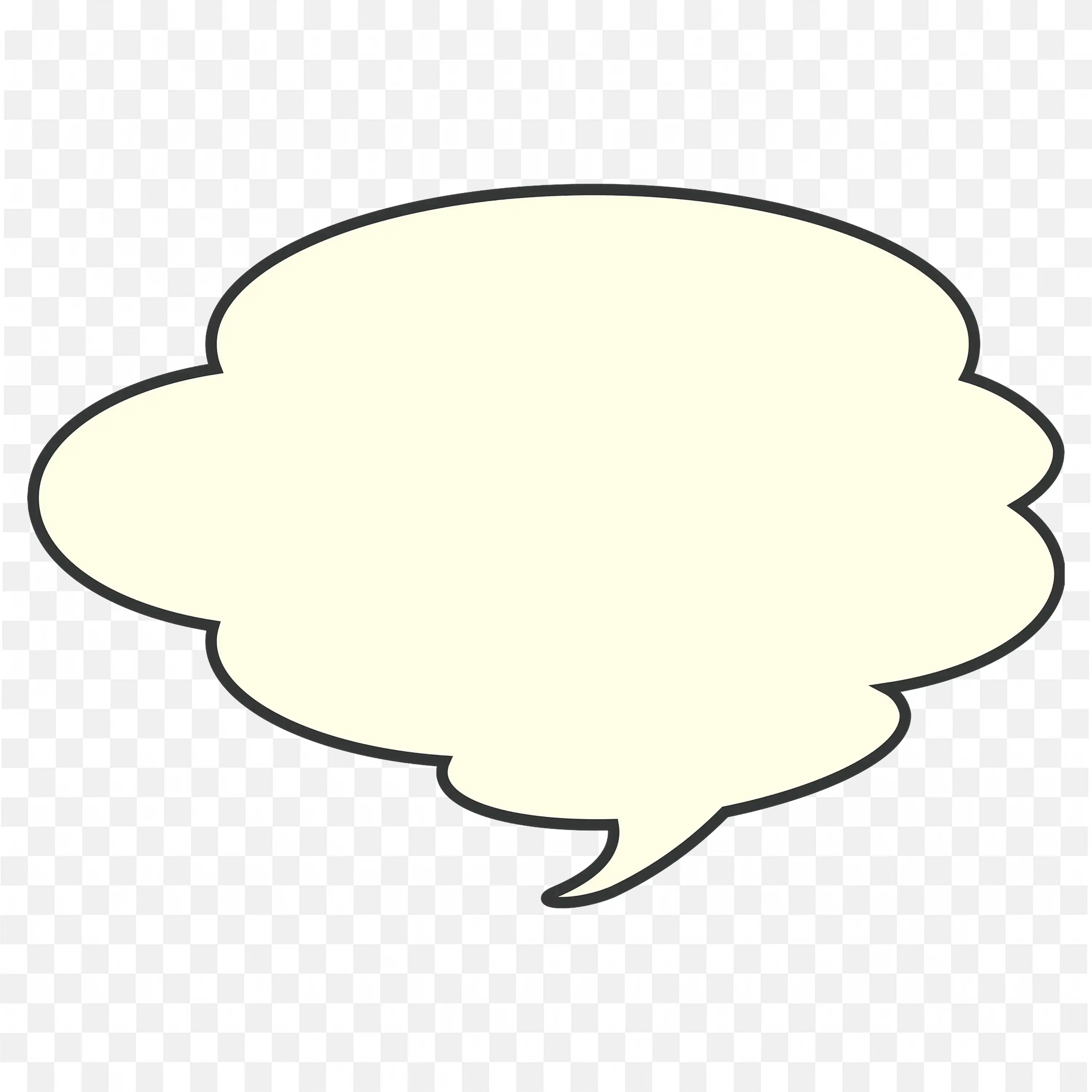 Cream Colored Comic Bubble with Curved Cloud Shape PNG