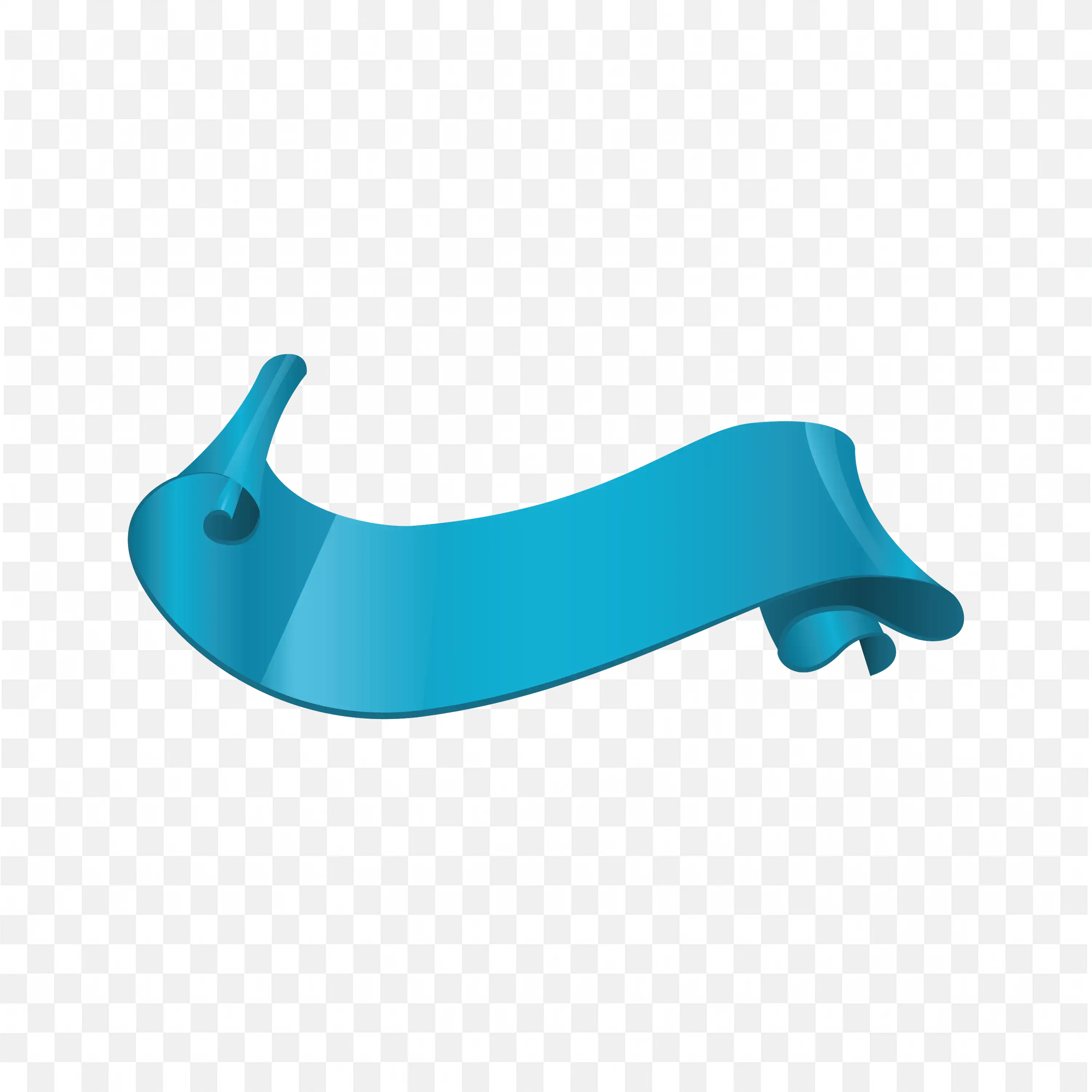 Curled Blue Ribbon Banner with Flowing Ends Free PNG