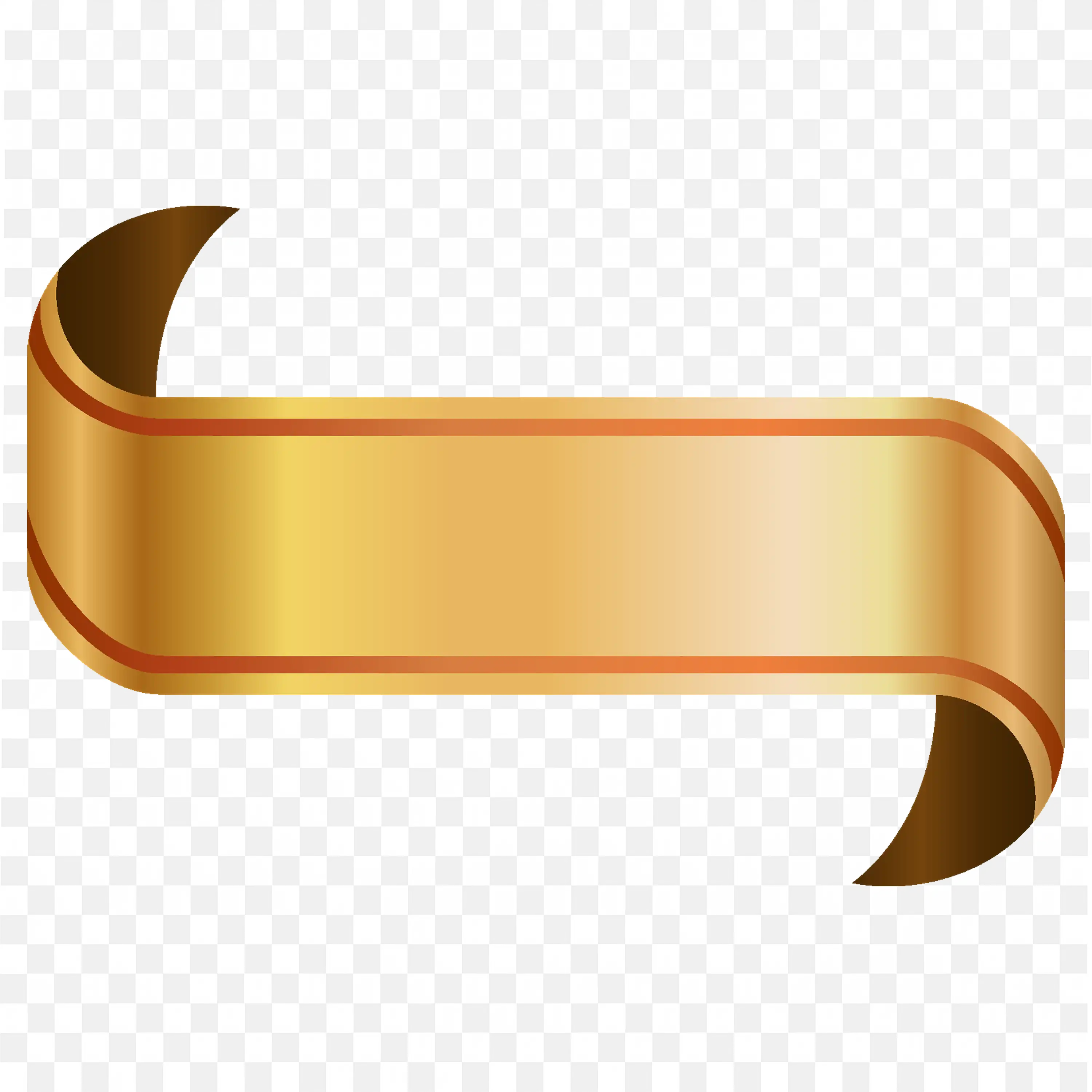 Curled Gold Ribbon Scroll with Shadow Edges PNG Download