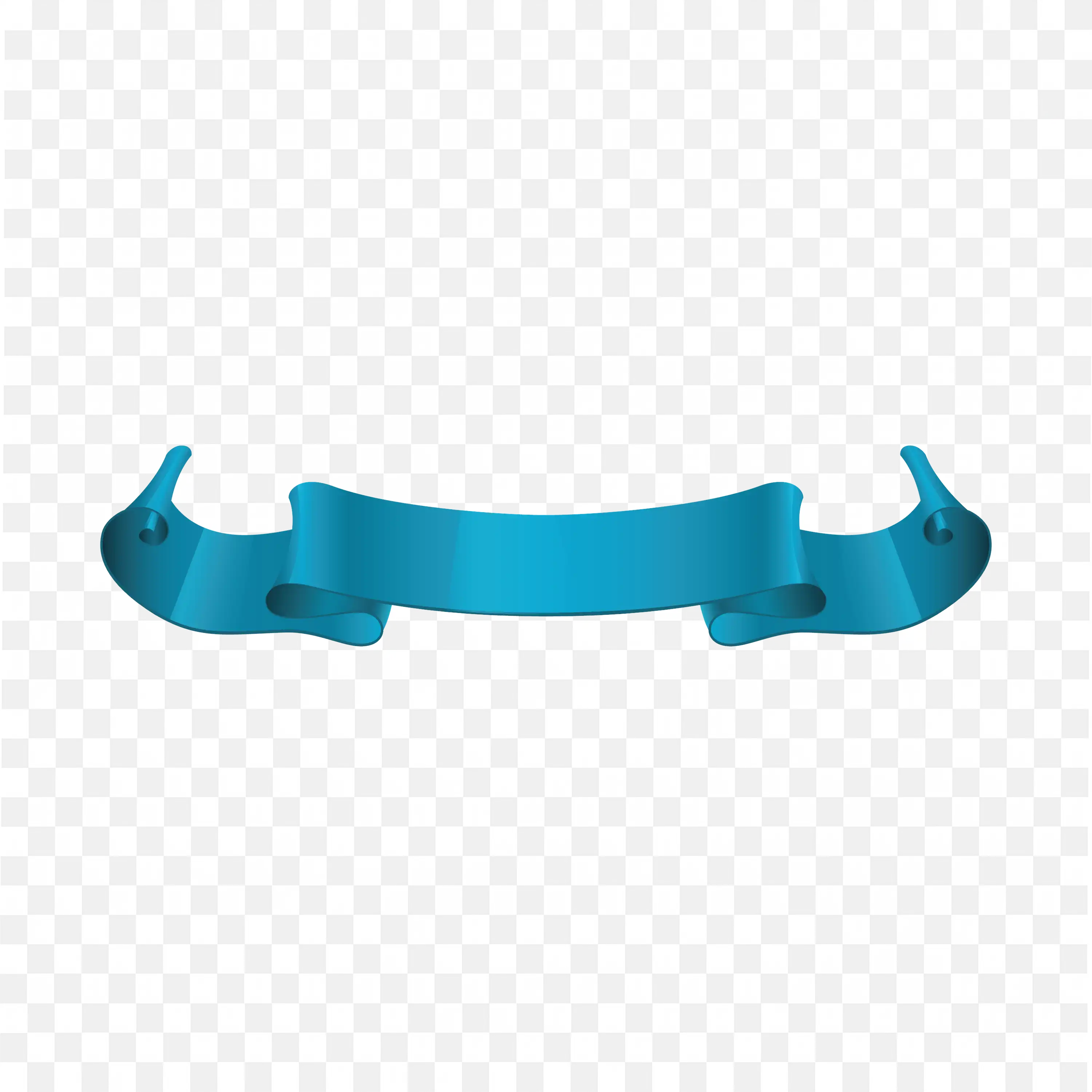 Curved Blue Ribbon with Shadowed Ribbon Ends Free PNG