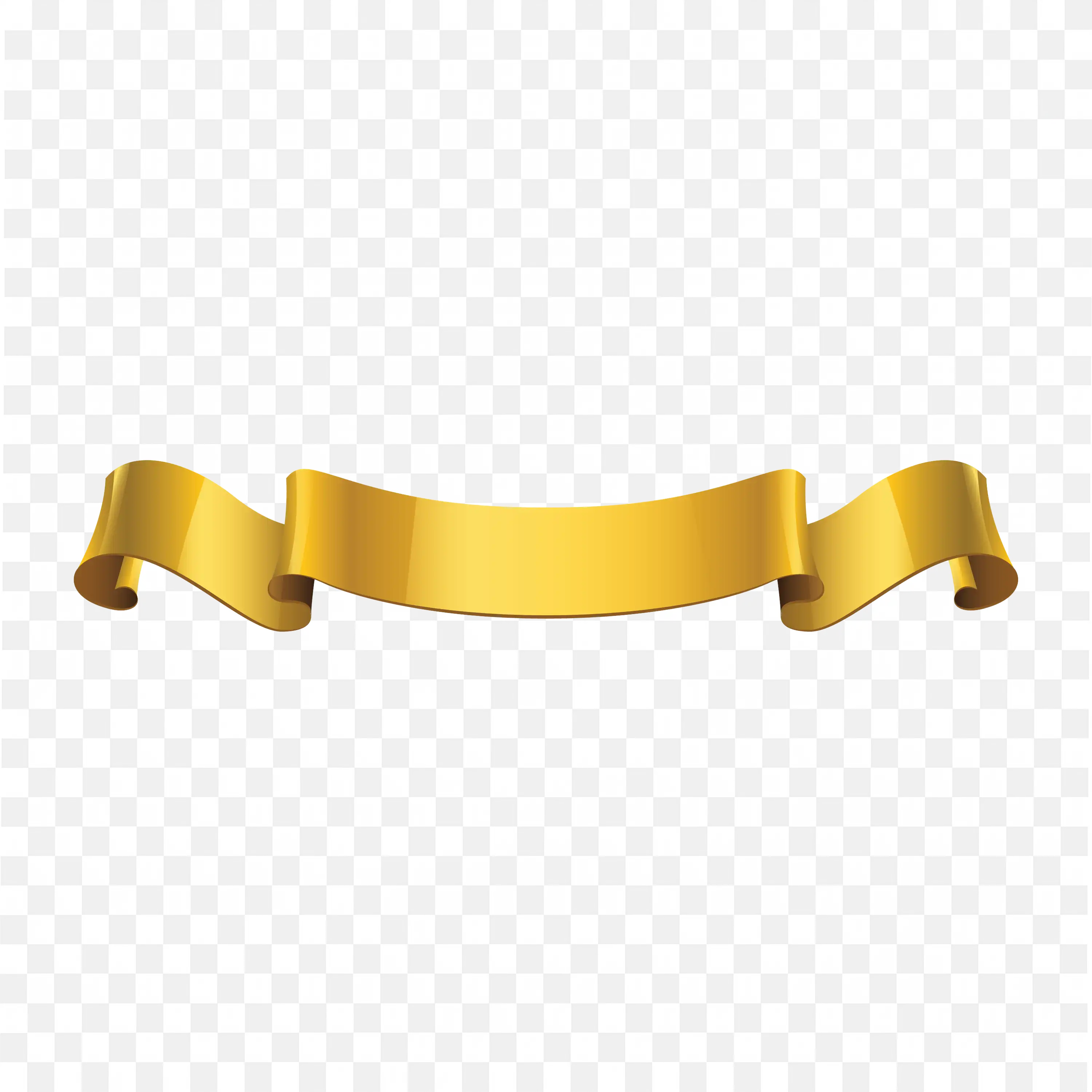 Curved Gold Ribbon Scroll with Tapered Ends PNG Download