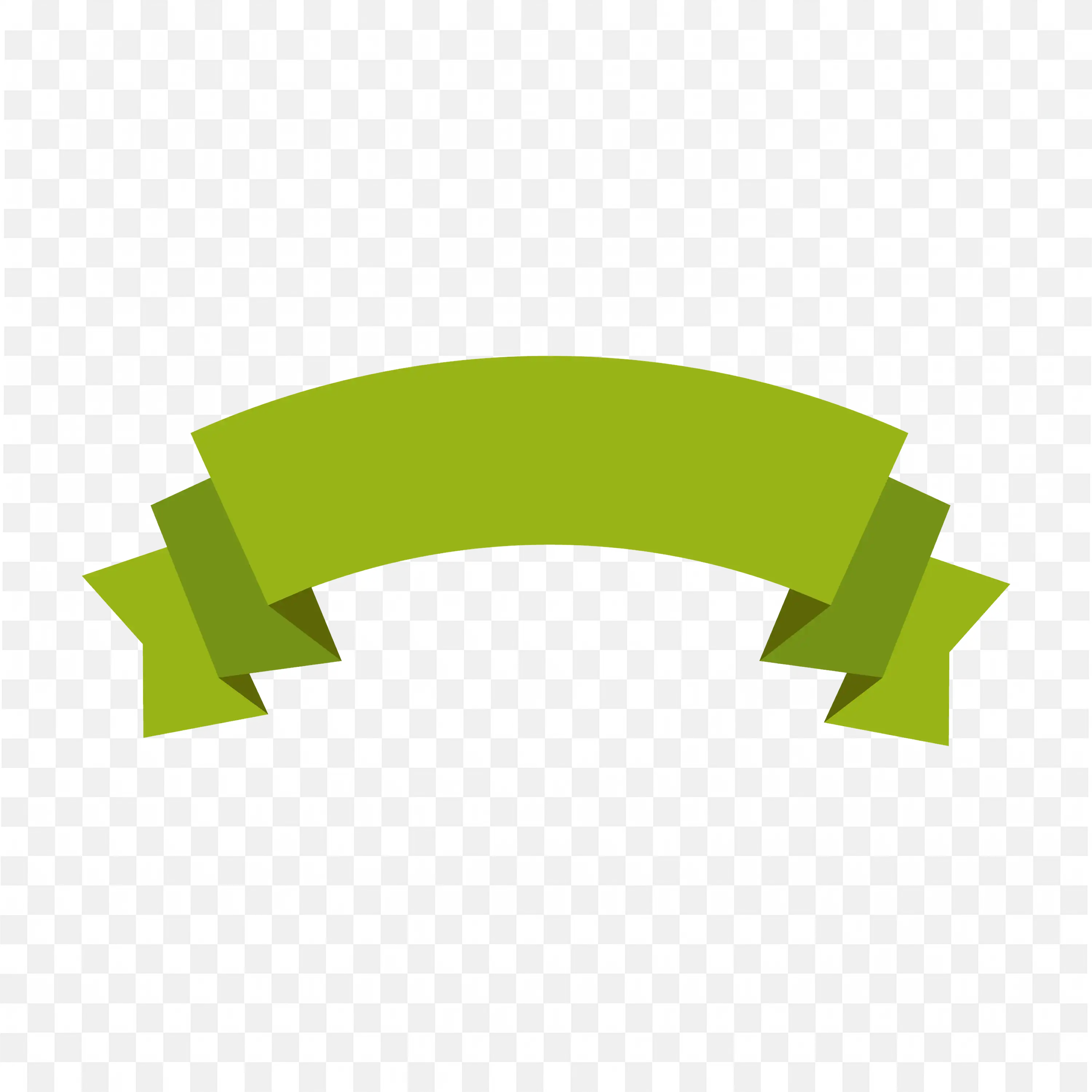 Curved Green Ribbon Banner with Notched Ends PNG Download