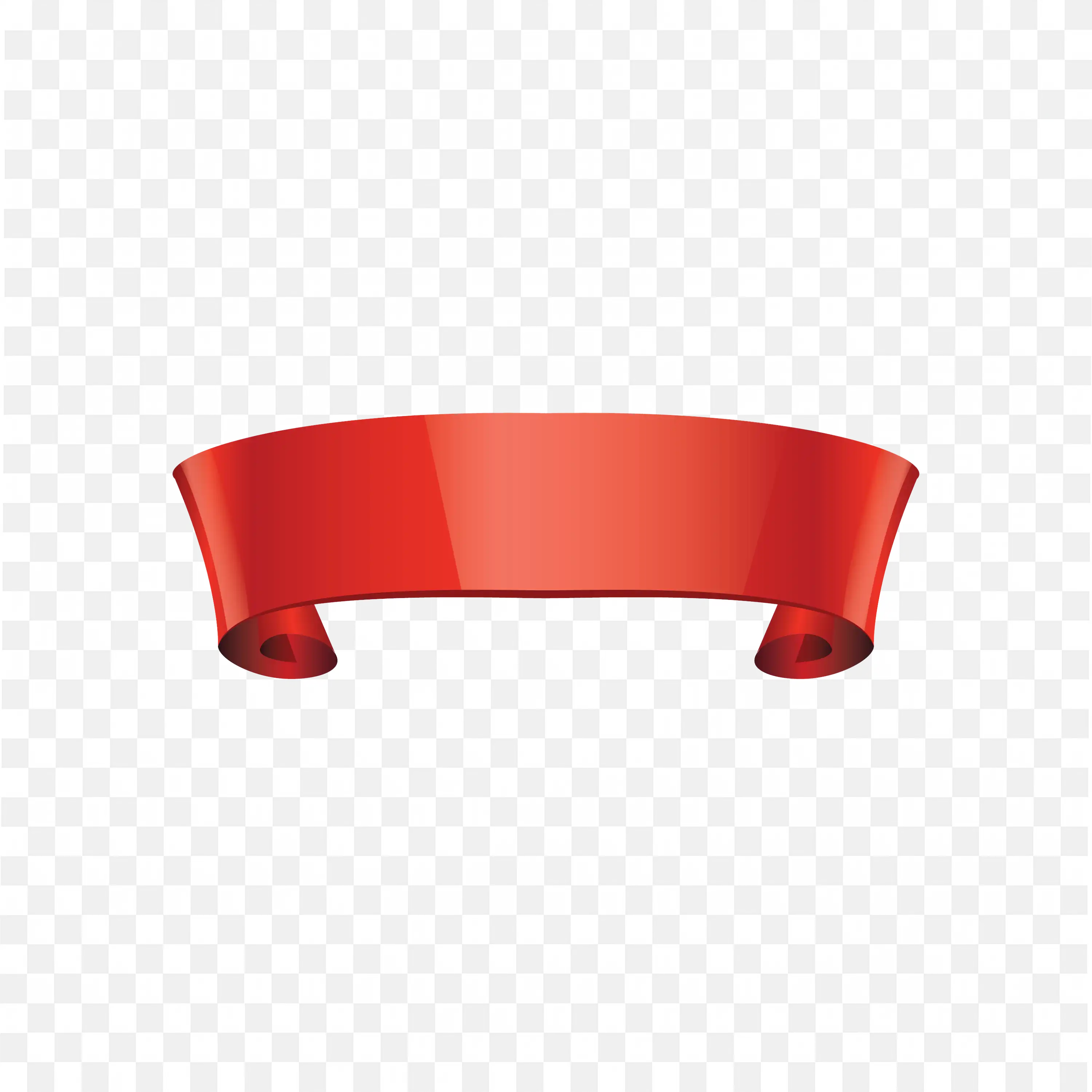 Curved Red Ribbon Banner with Tapered Tips Transparent PNG