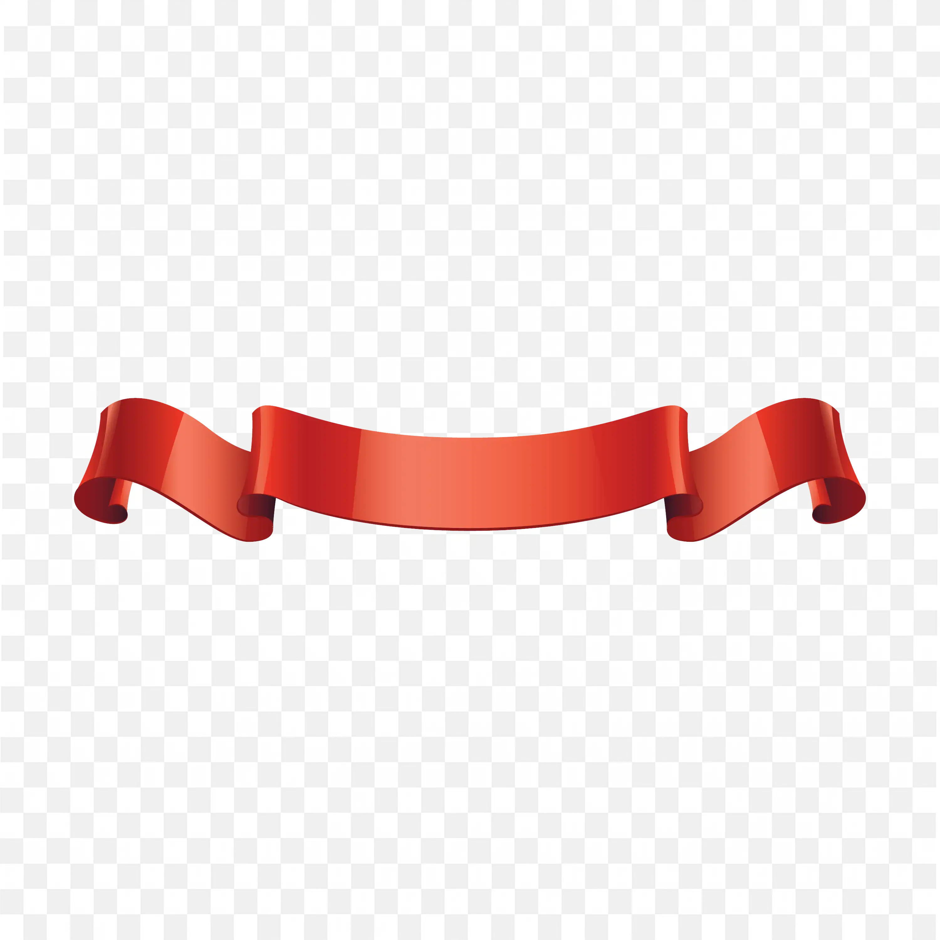 Curved Red Ribbon Banner with Wavy Ends Free PNG Download