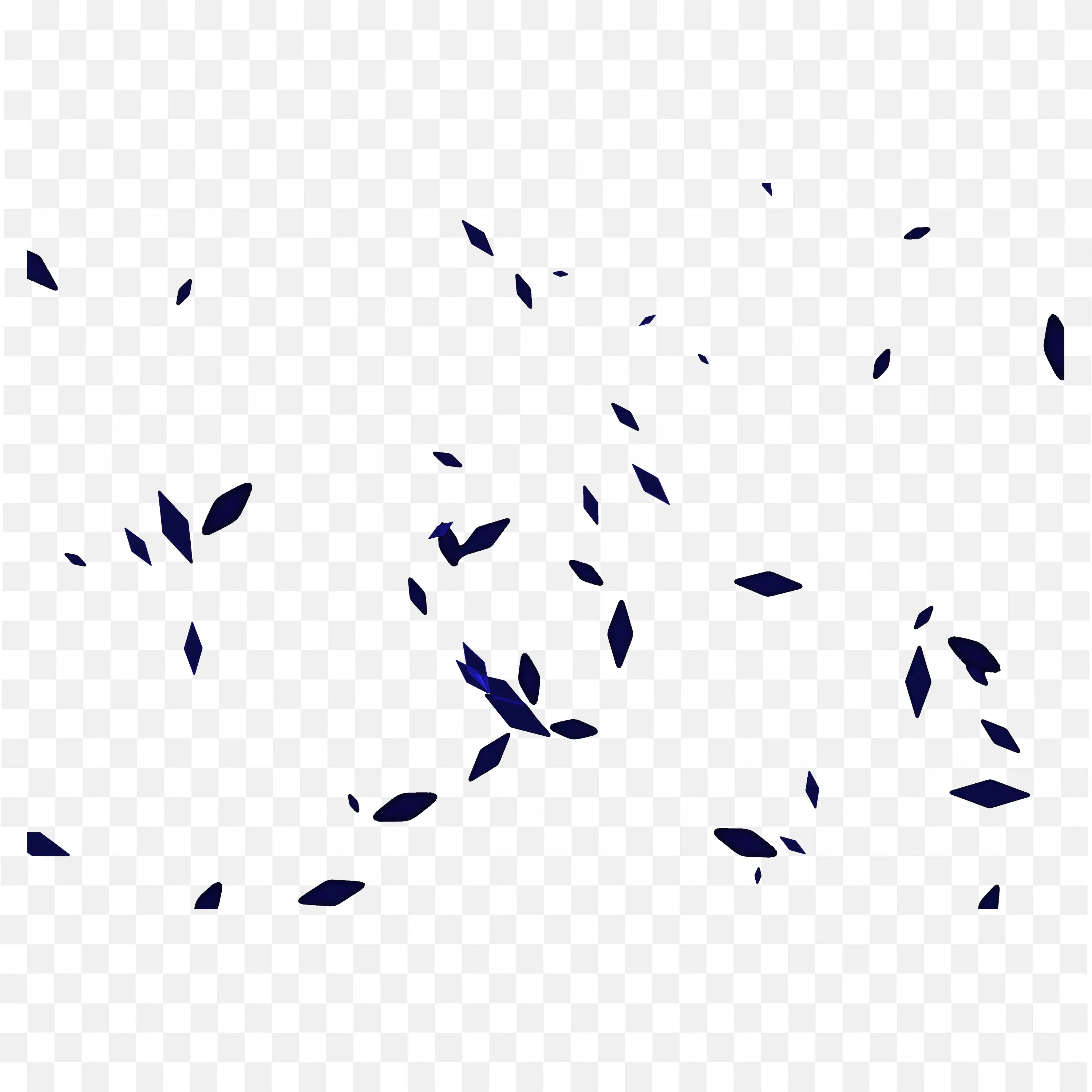 Dark Blue Leaf Confetti Layer on Black Background PNG