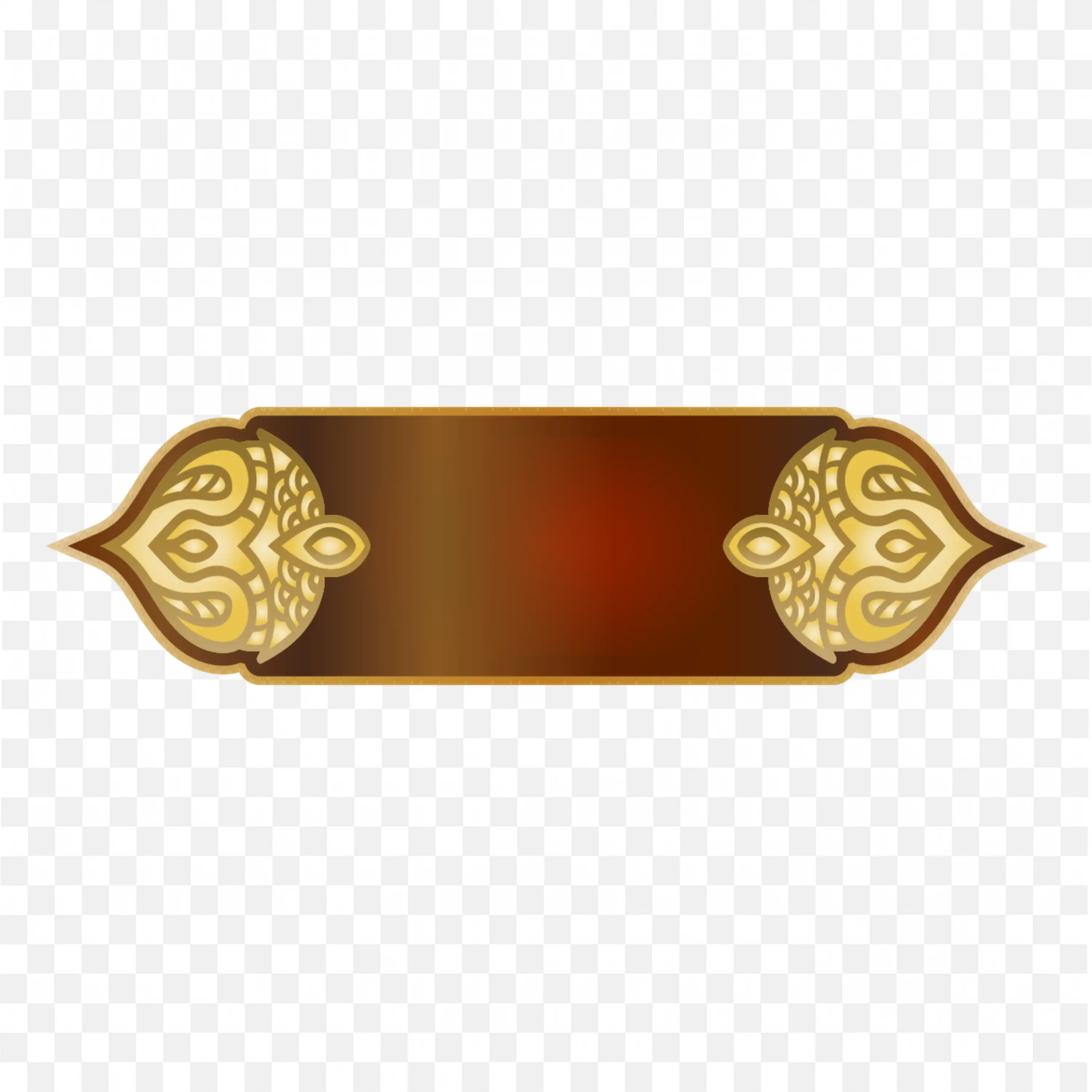 Elegant Gold and Brown Ornamental Label Banner with Flair PNG