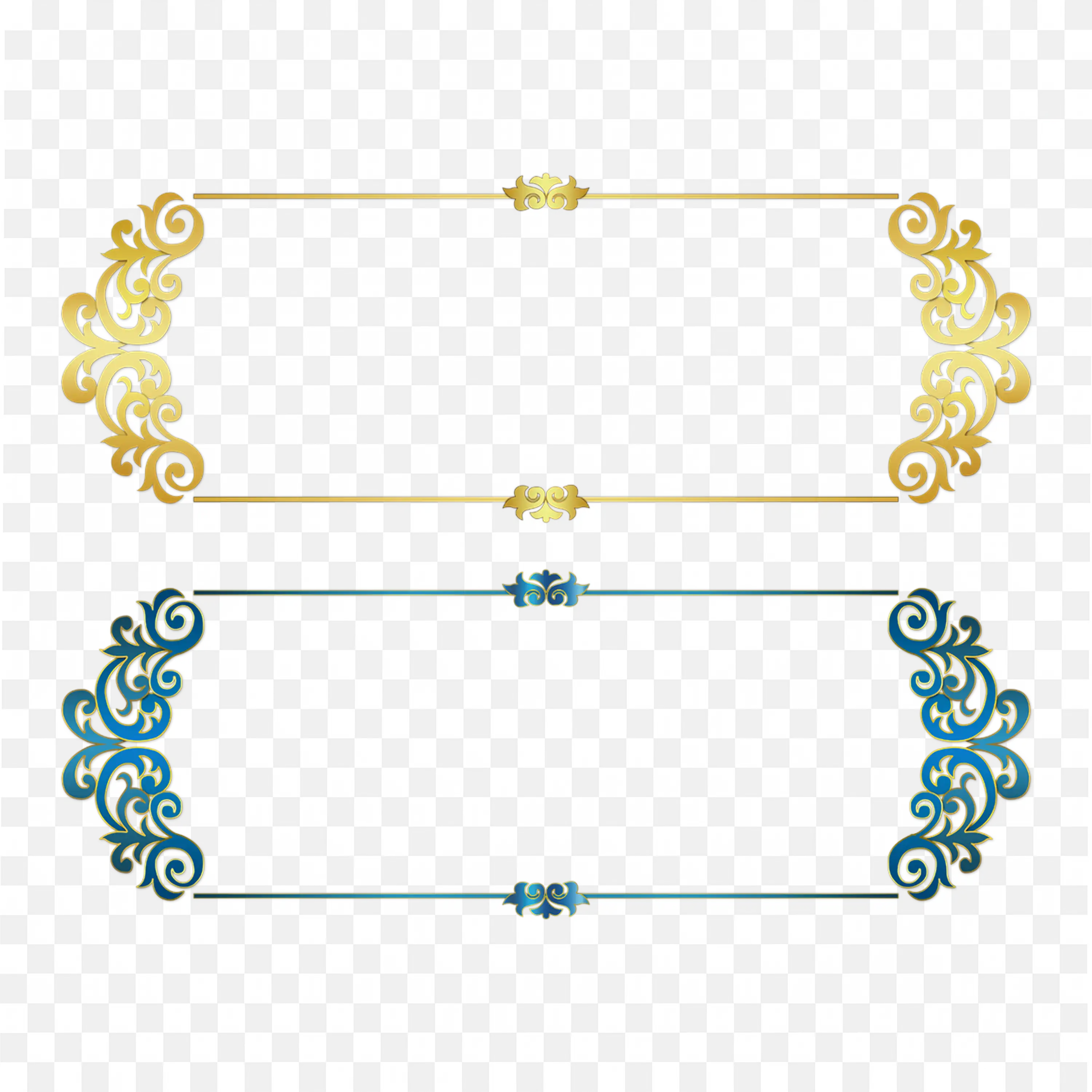 Elegant Vintage Divider Frame with in Labels PNG Design Clipart Set