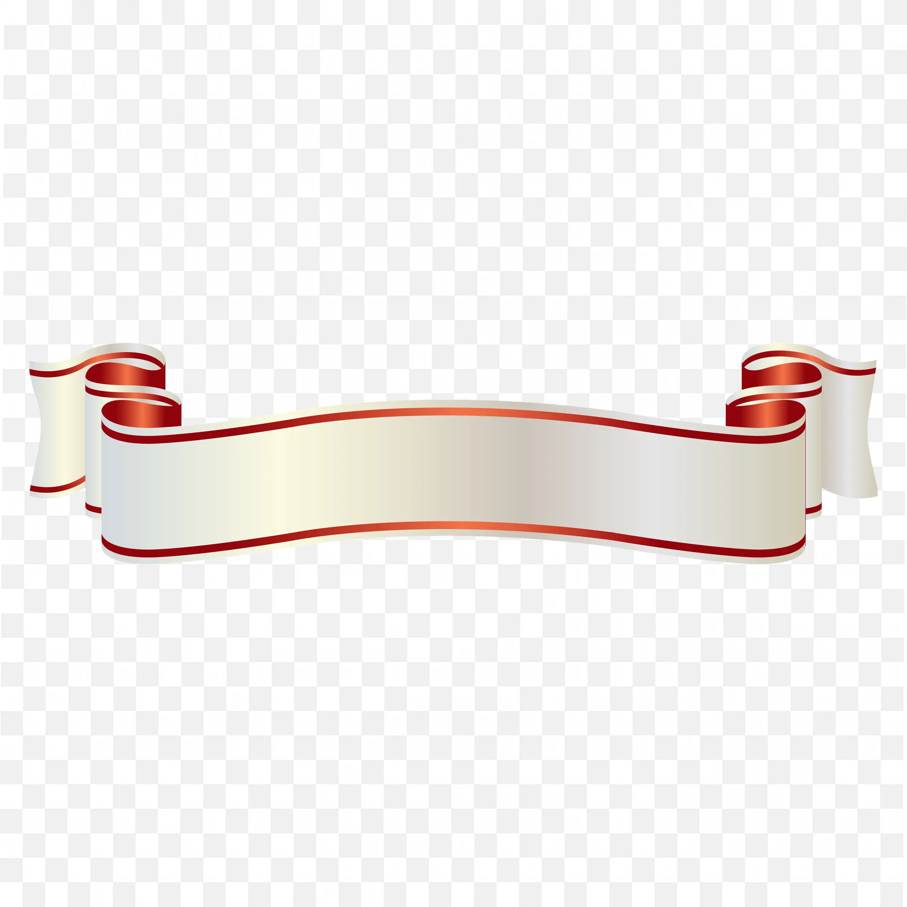 Elegant White and Red Curved Ribbon Banner PNG Clipart File